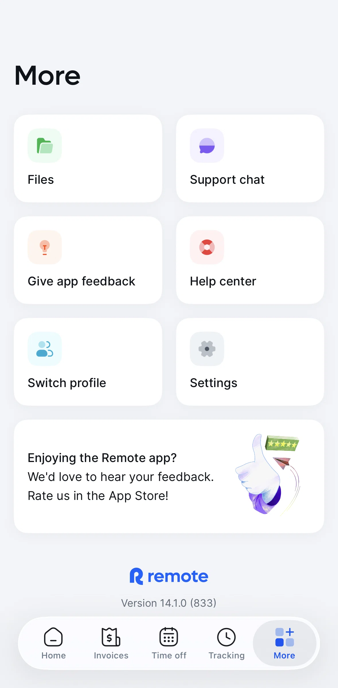 Remote Global HR Screen screen in the Logging out (employee) flow