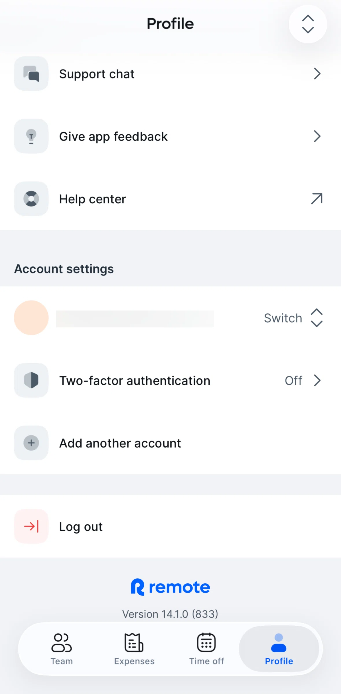 Remote Global HR Screen screen in the Logging out flow