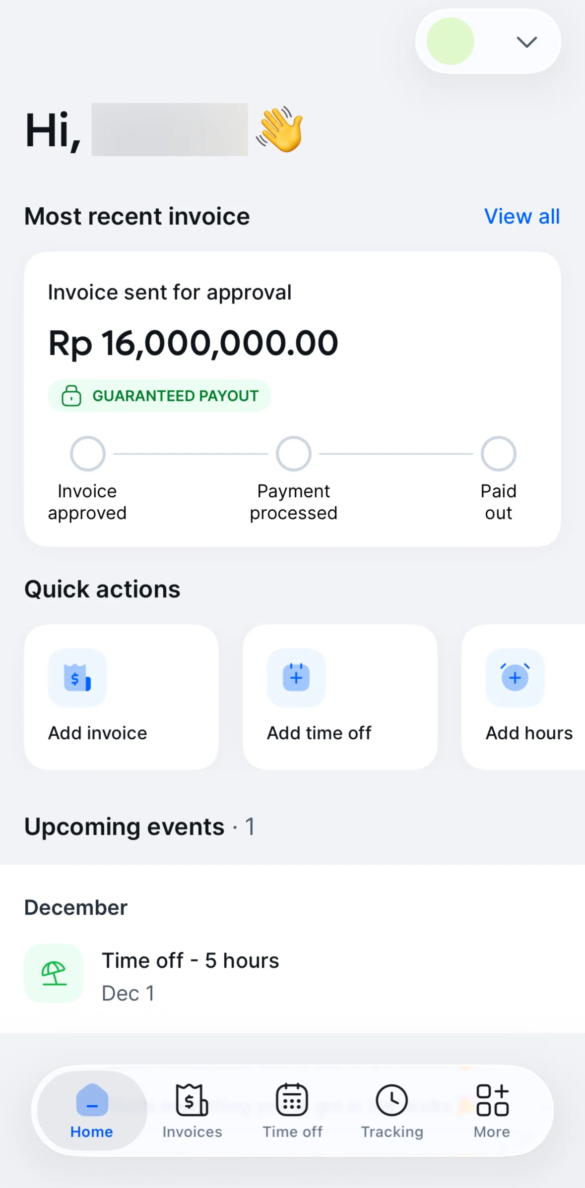 Remote Global HR Screen screen in the More flow