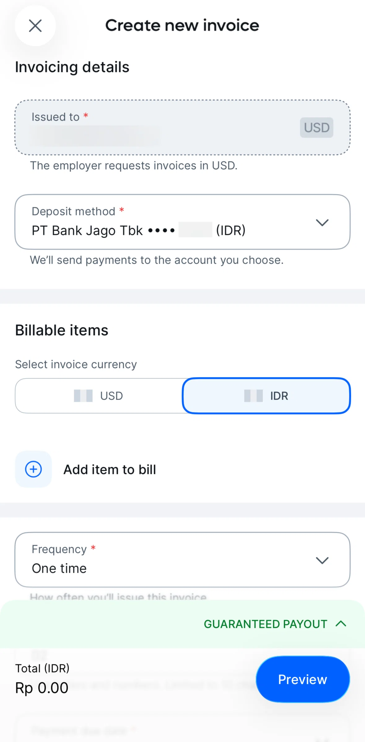 Remote Global HR Screen screen in the Select a deposit method flow