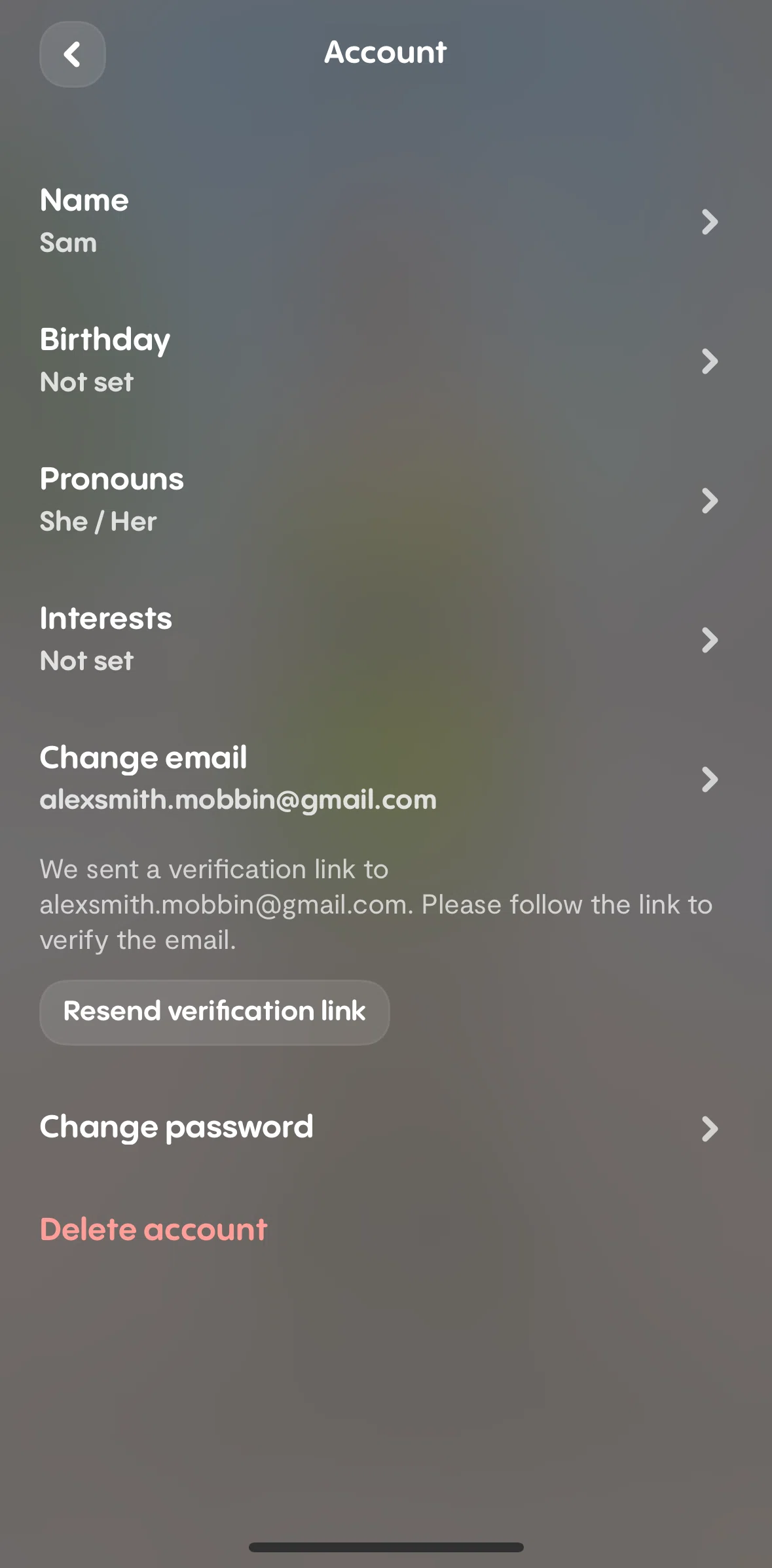Replika Screen screen in the Changing password flow