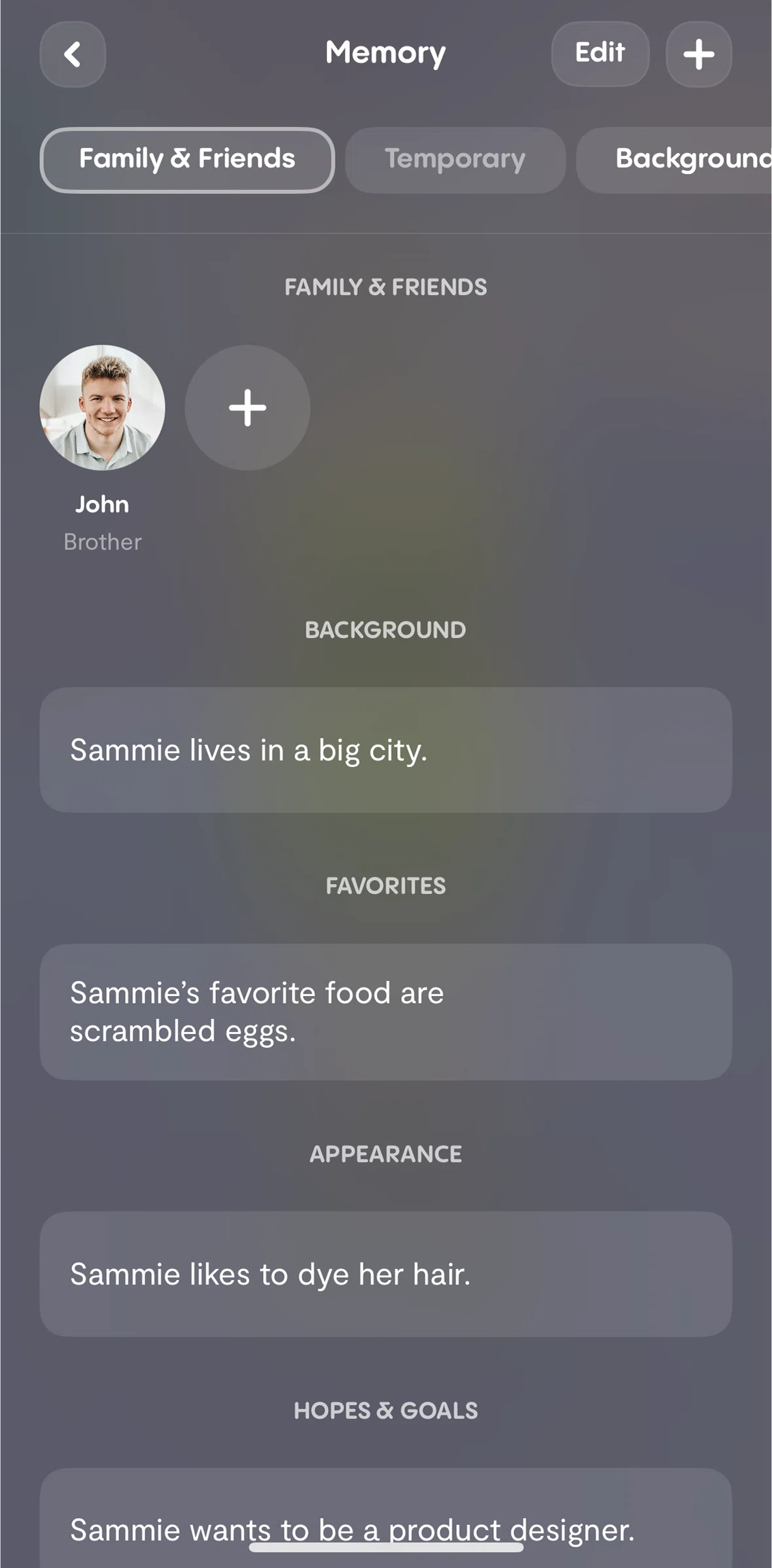 Replika Screen screen in the Deleting a fact flow