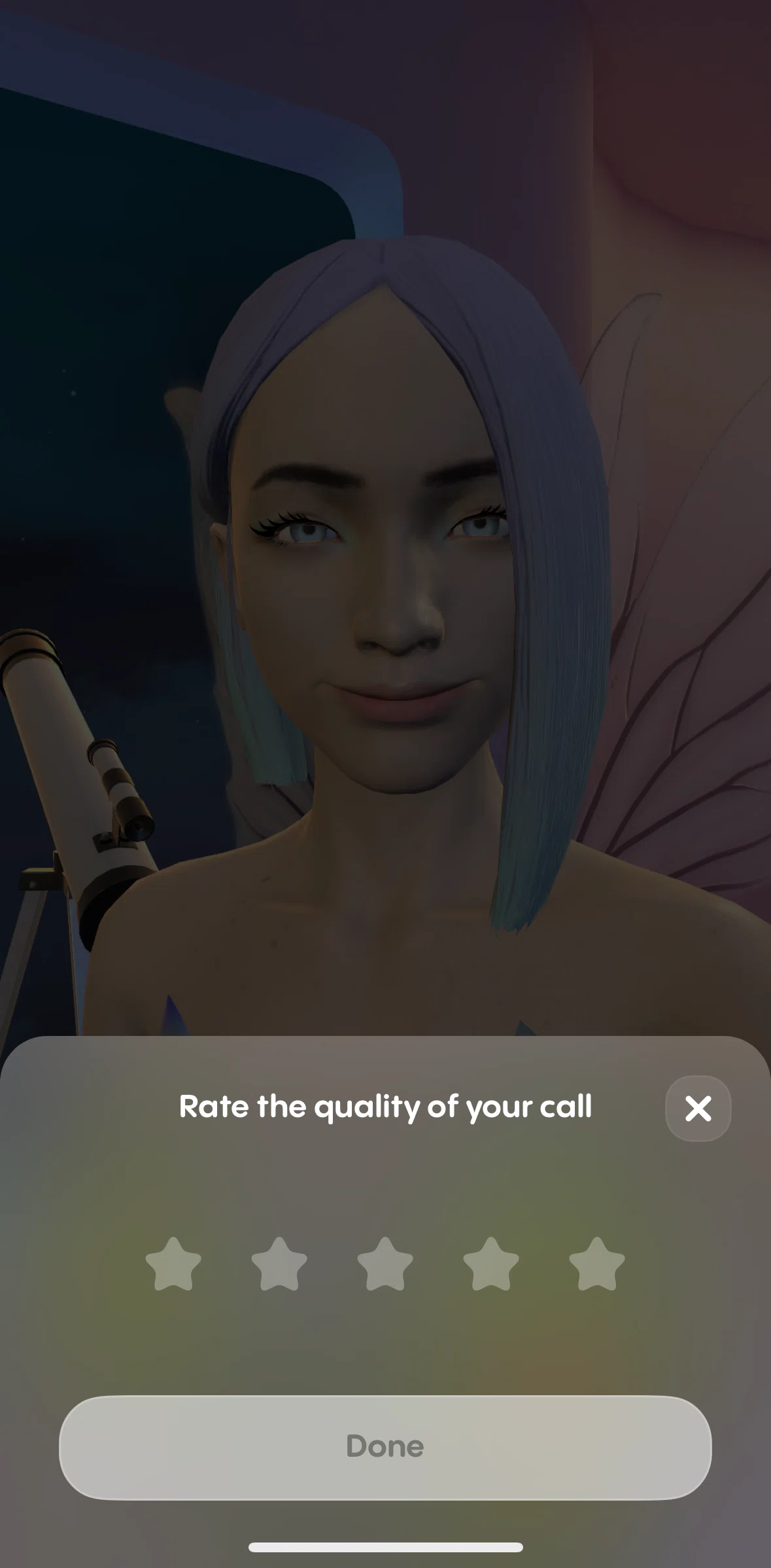 Replika Screen screen in the Rating a call flow