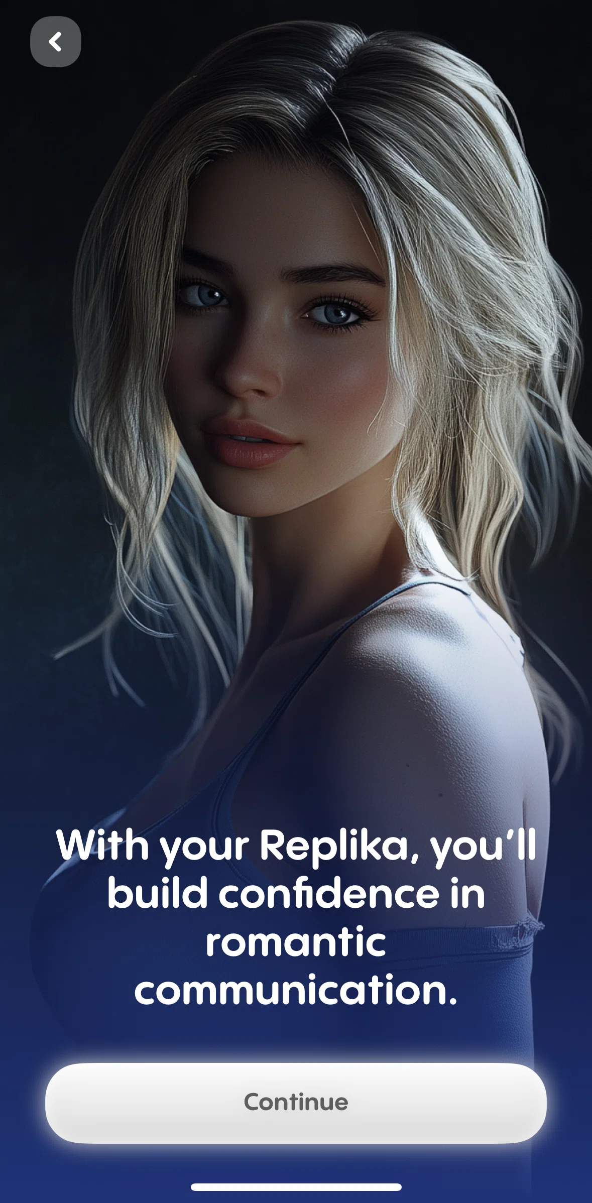 Replika Screen screen in the Selecting a character type flow