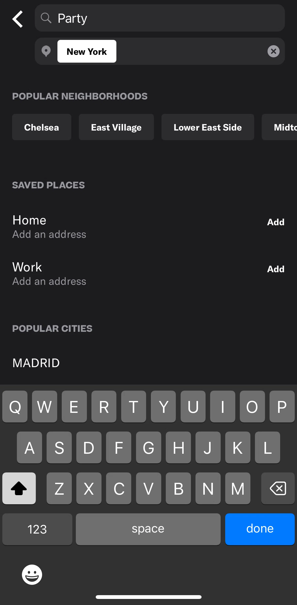 Resy Screen screen in the Adding a saved place flow