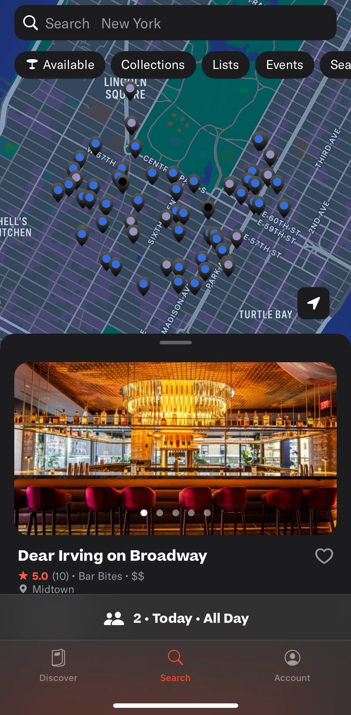 Resy Screen screen in the Discover flow