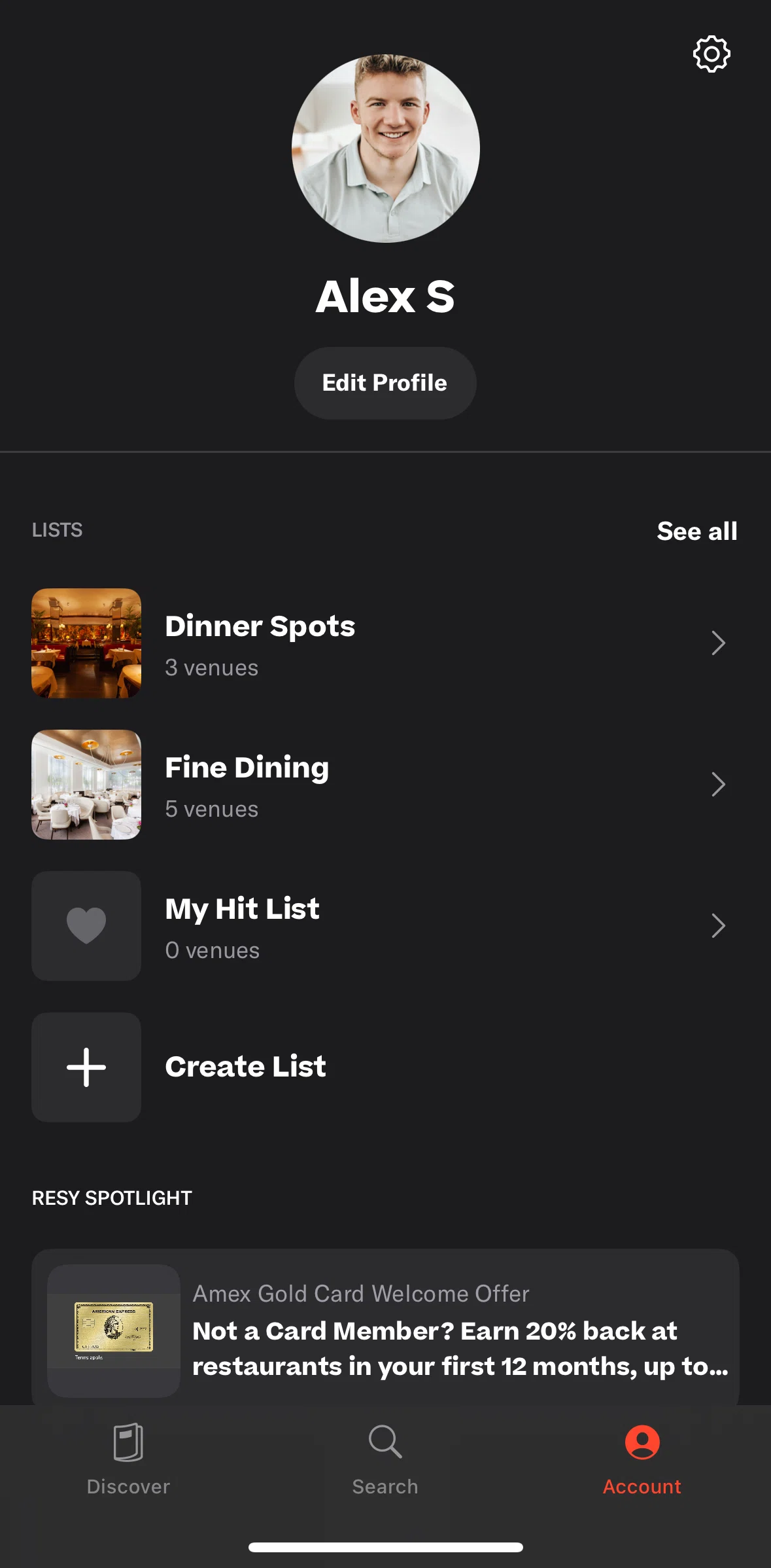 Resy Screen screen in the Lists flow