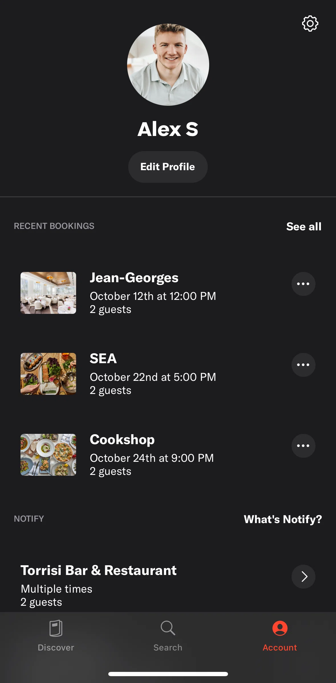 Resy Screen screen in the Reservations flow