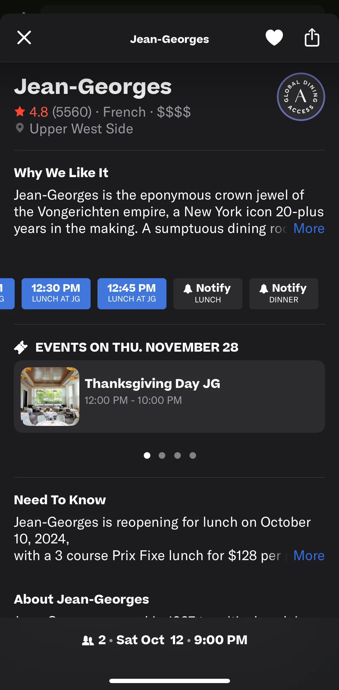 Resy Screen screen in the Setting a notify flow