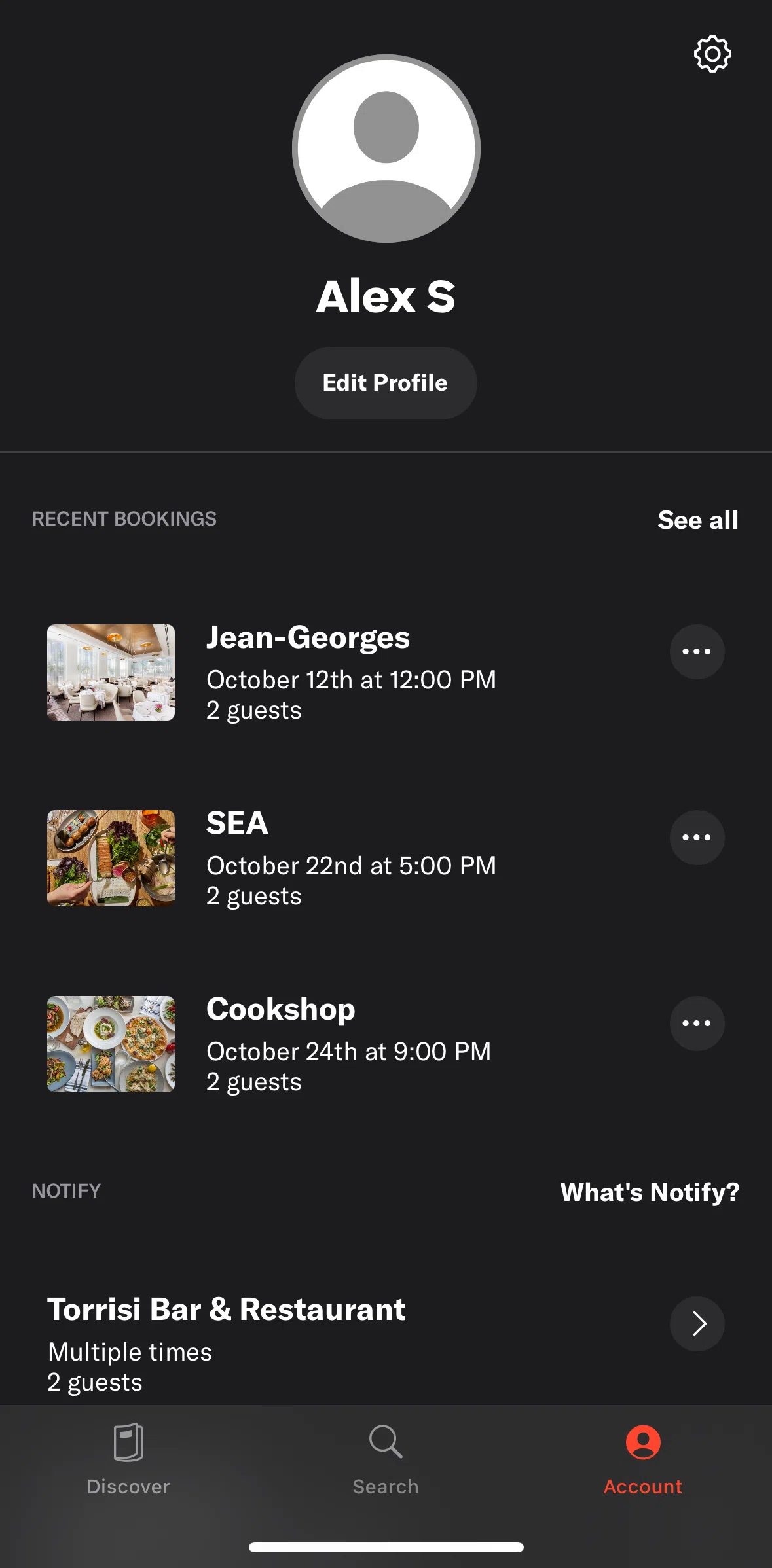 Resy Screen screen in the Settings flow