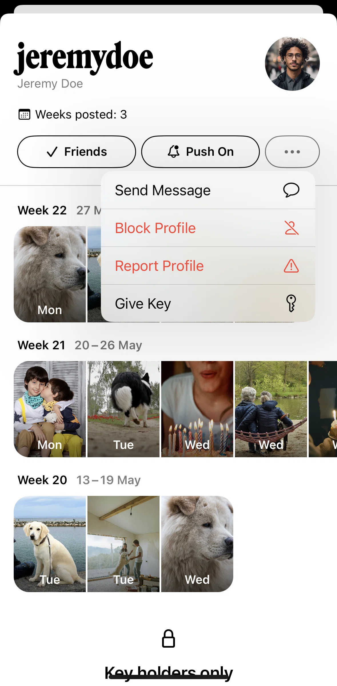 Retro Screen screen in the Blocking a user flow