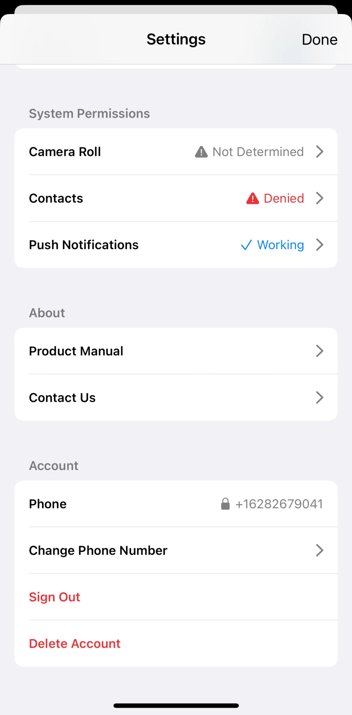 Retro Screen screen in the Deleting an account flow