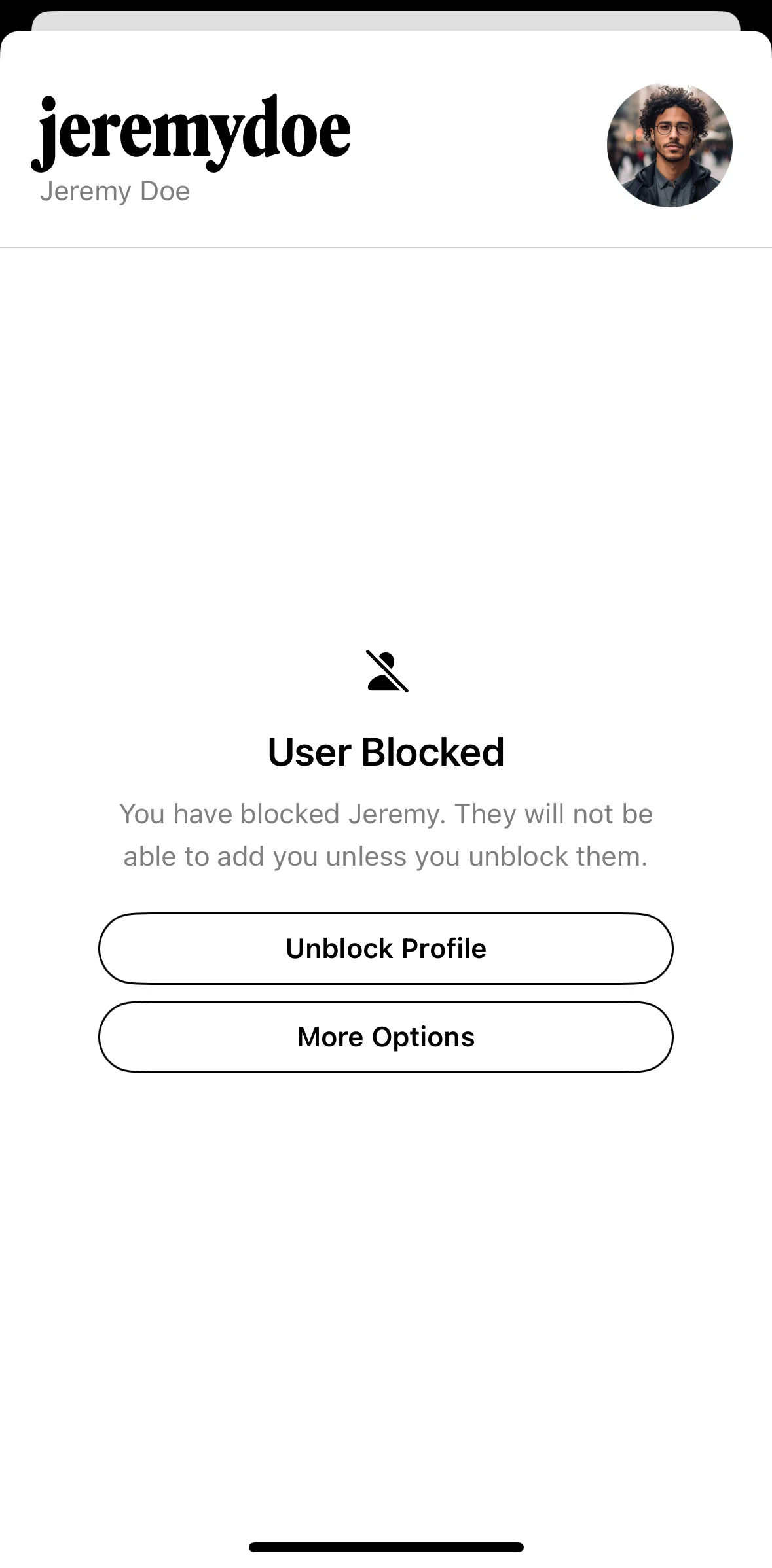 Retro Screen screen in the Unblocking a user flow