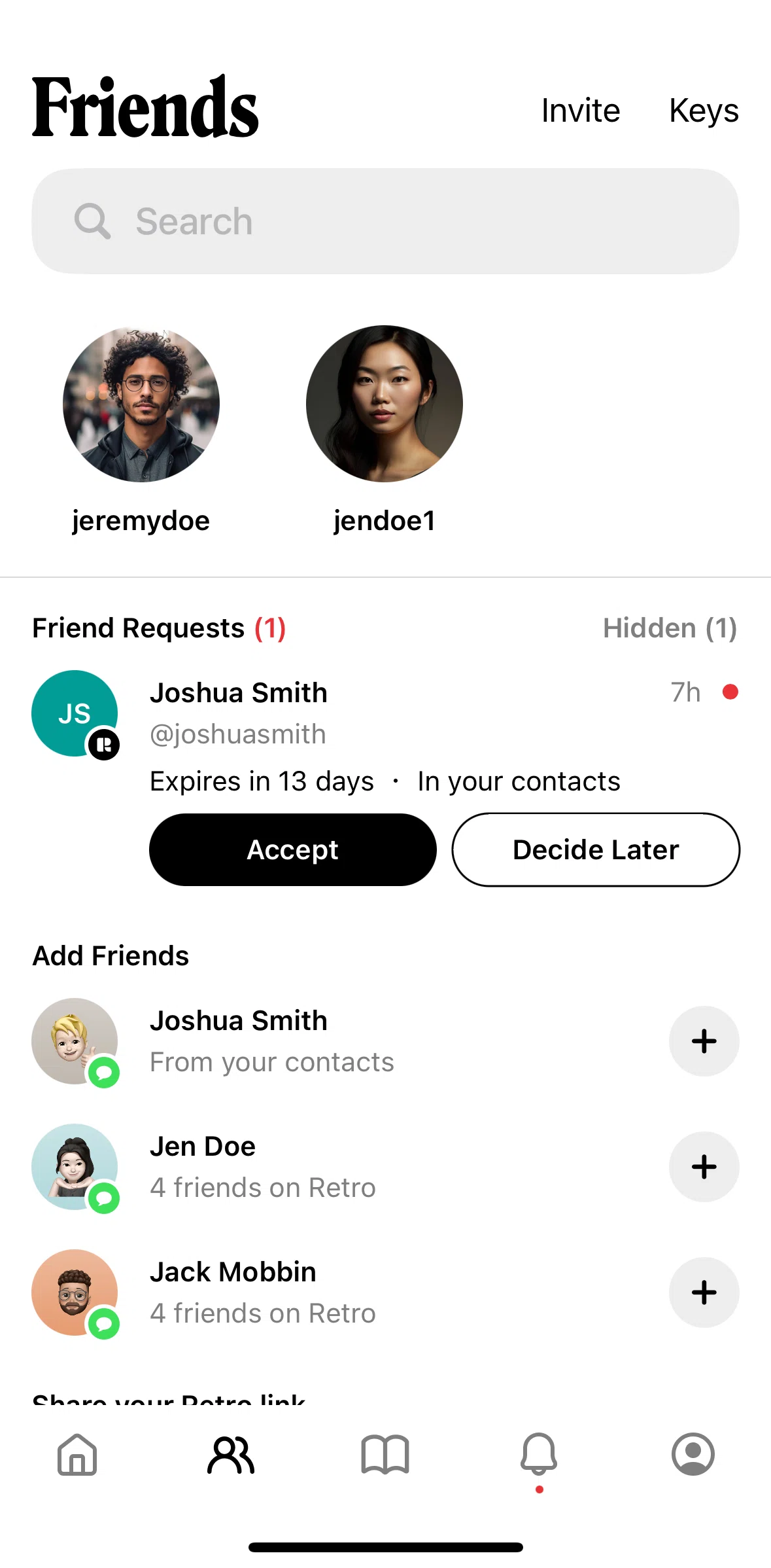 Retro Screen screen in the User info flow