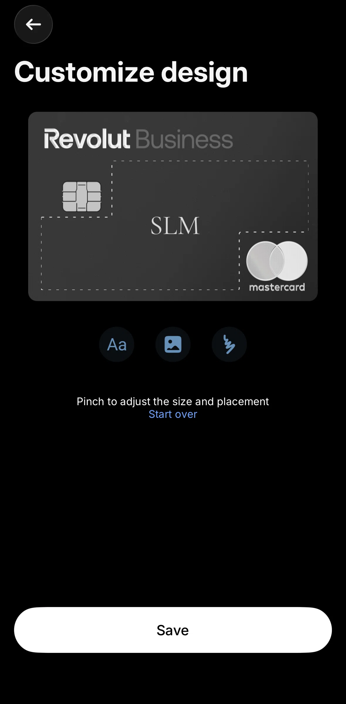 Revolut Business Screen screen in the Adding a picture flow