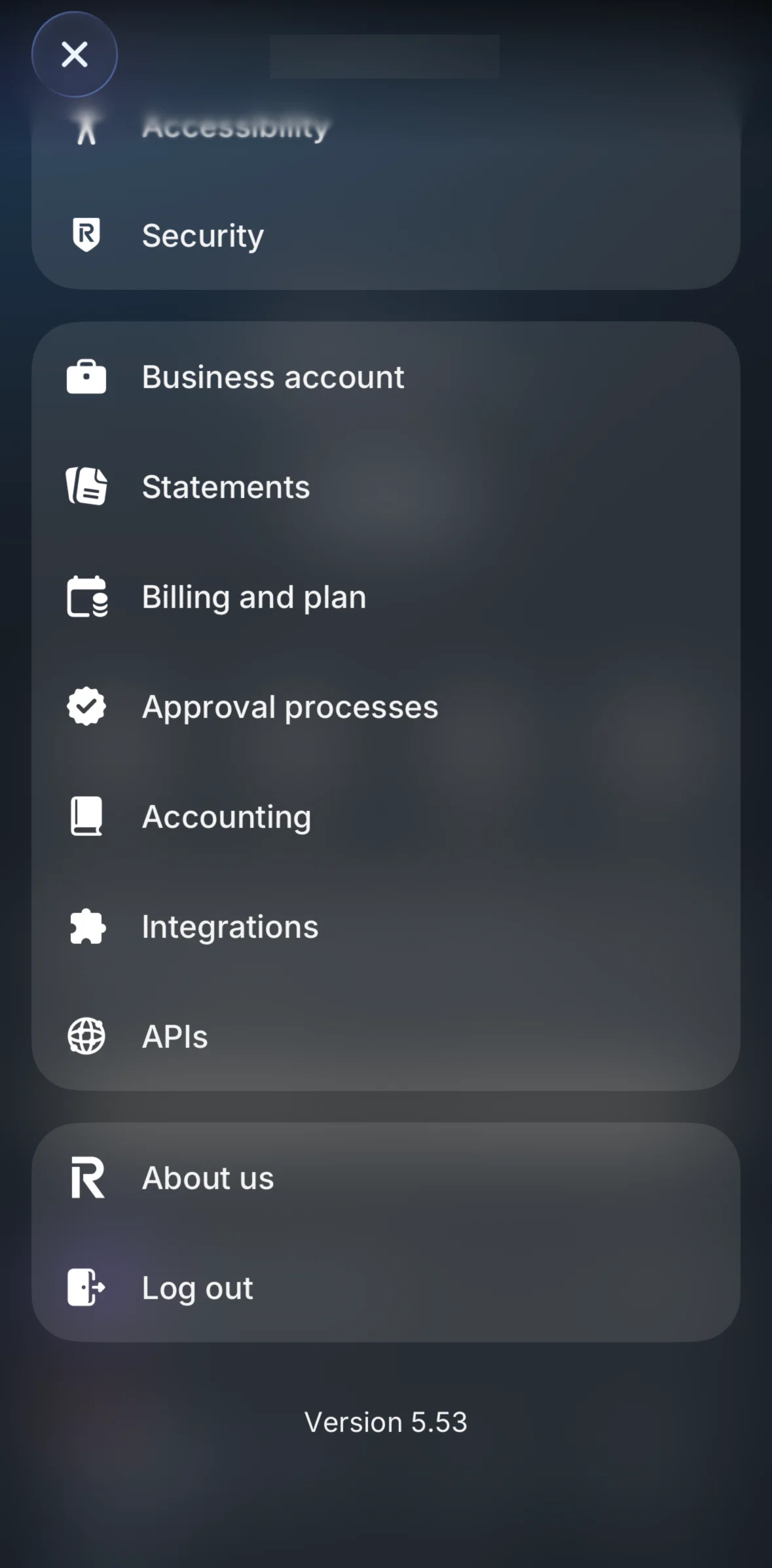 Revolut Business Screen screen in the APIs flow