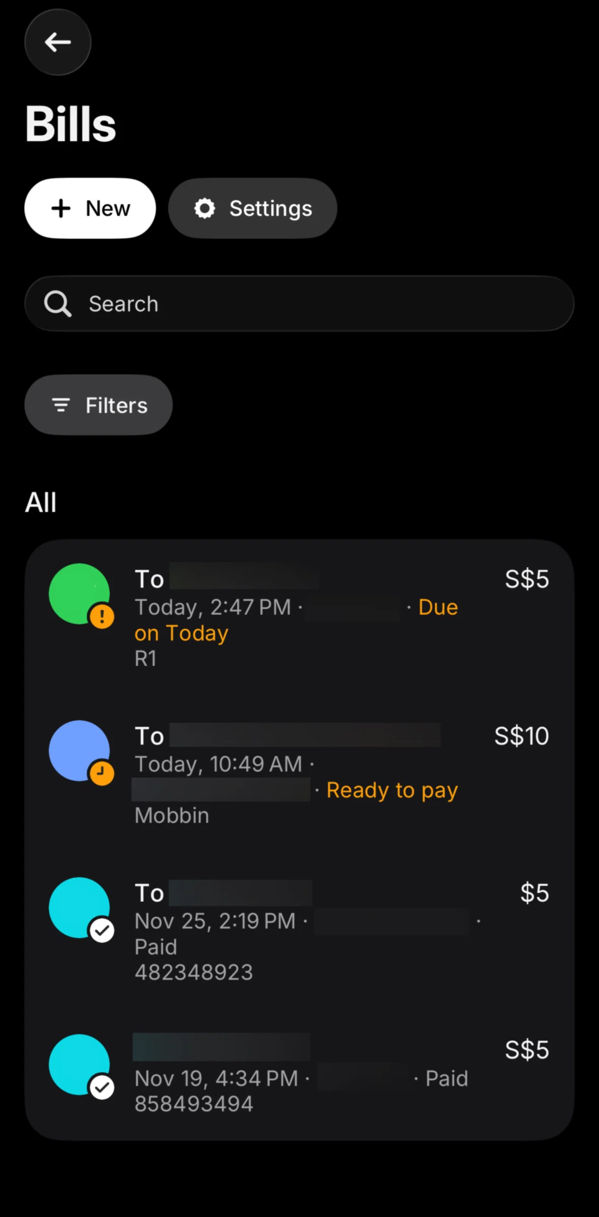 Revolut Business Screen screen in the Bill detail flow