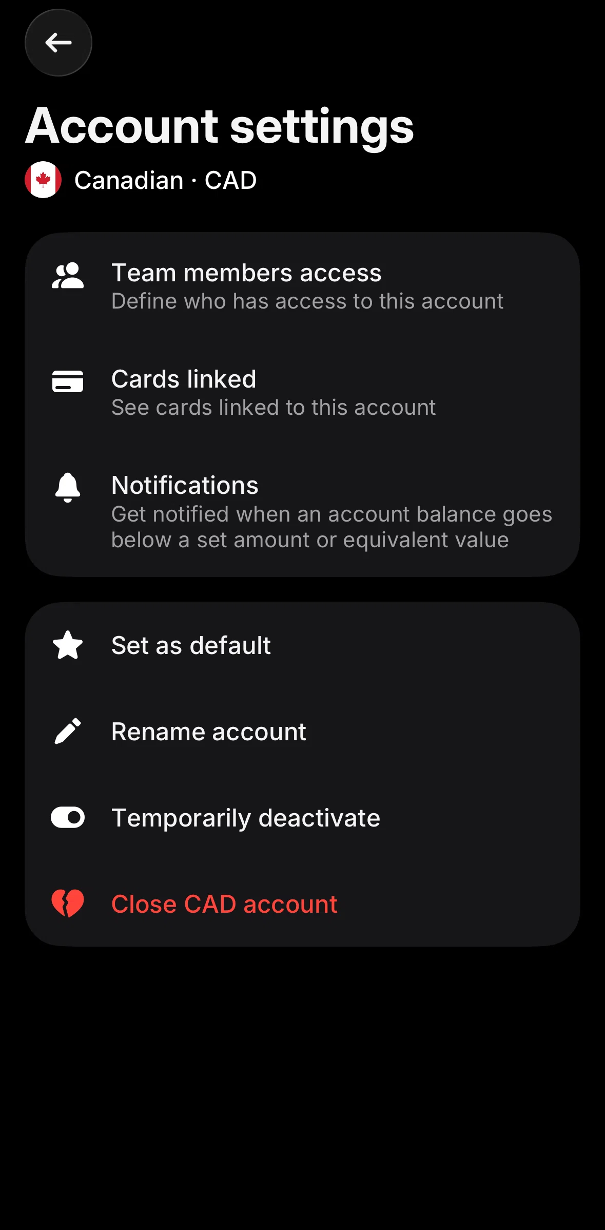 Revolut Business Screen screen in the Closing an account flow
