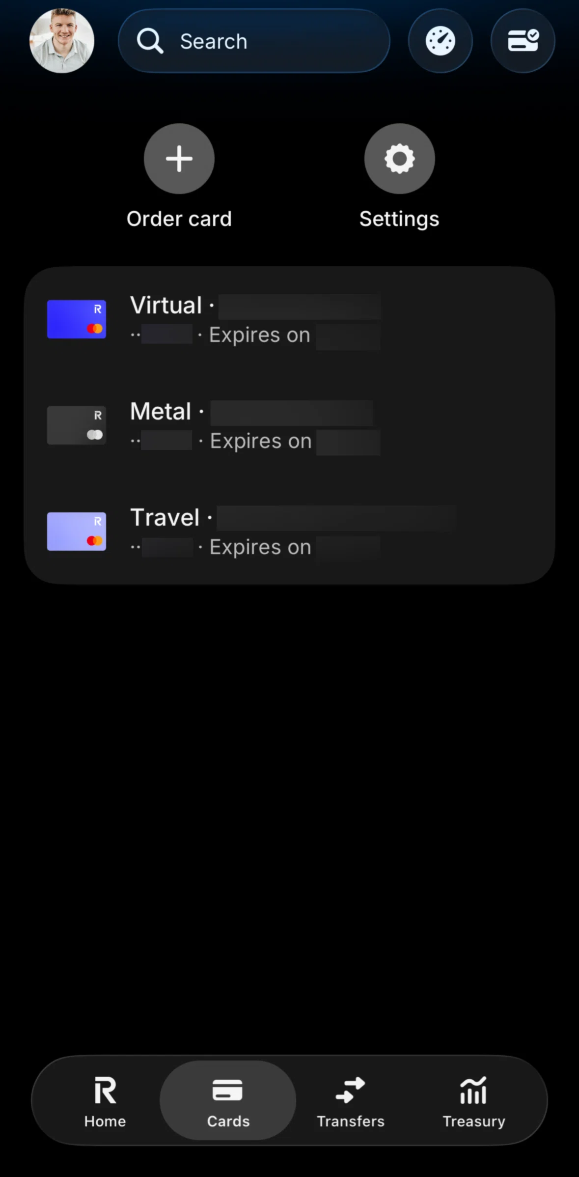 Revolut Business Screen screen in the Creating cards flow