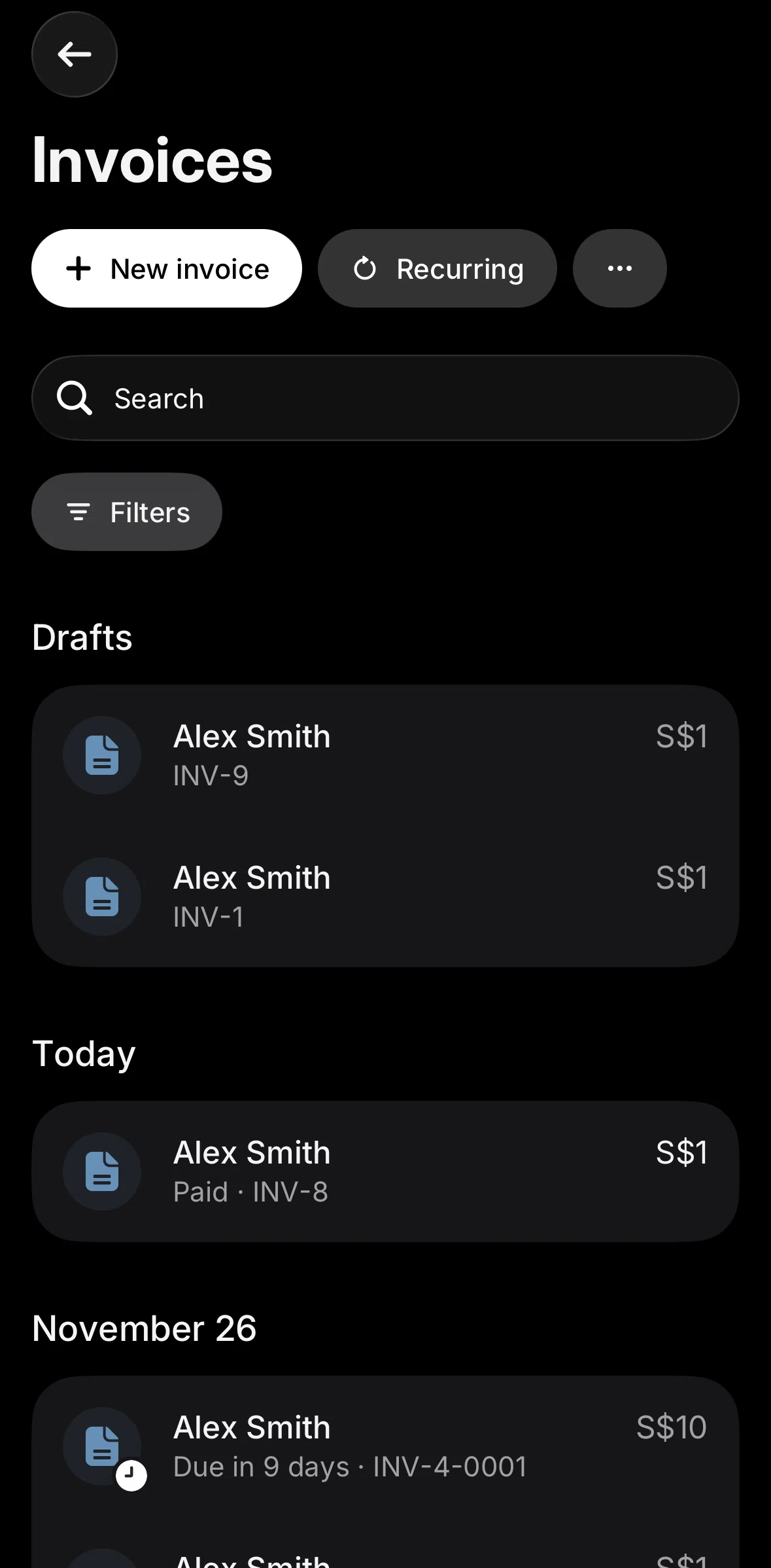 Revolut Business Screen screen in the Customers flow