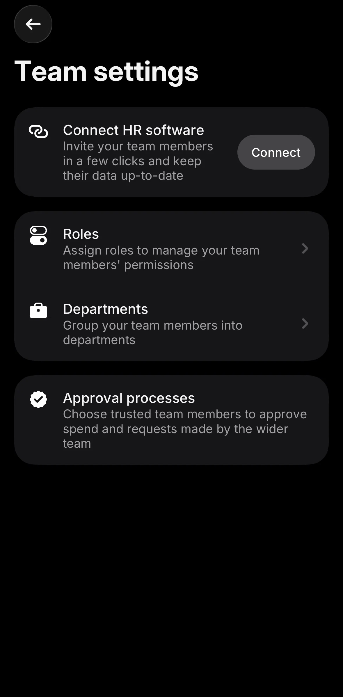 Revolut Business Screen screen in the Departments flow