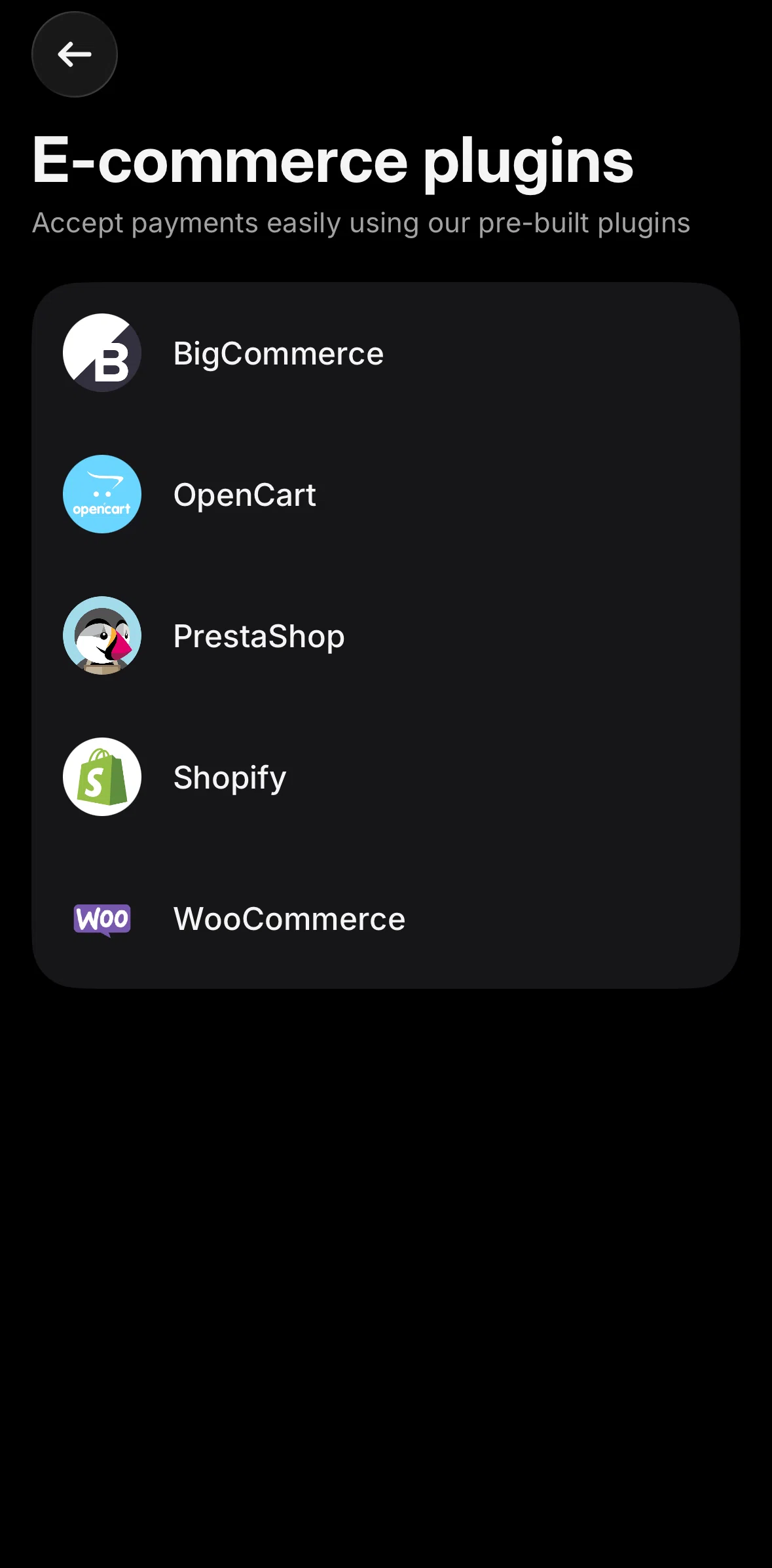 Revolut Business Screen screen in the E-commerce plugin detail flow