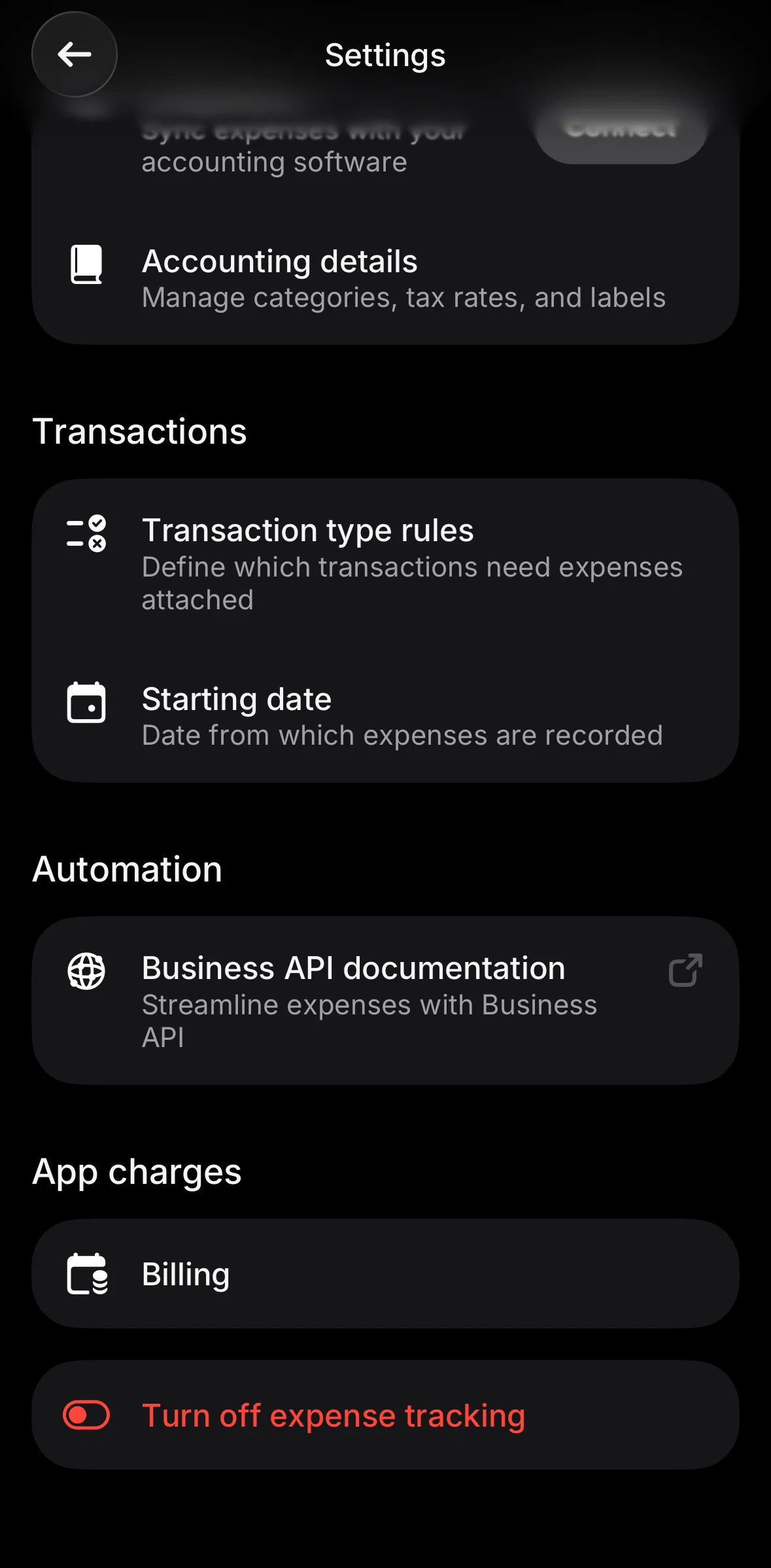 Revolut Business Screen screen in the Expense billing flow