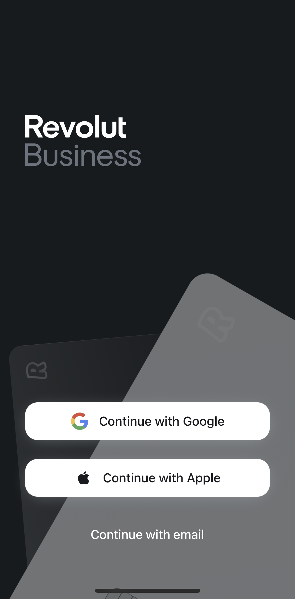 Revolut Business Sign up screen in the Onboarding flow