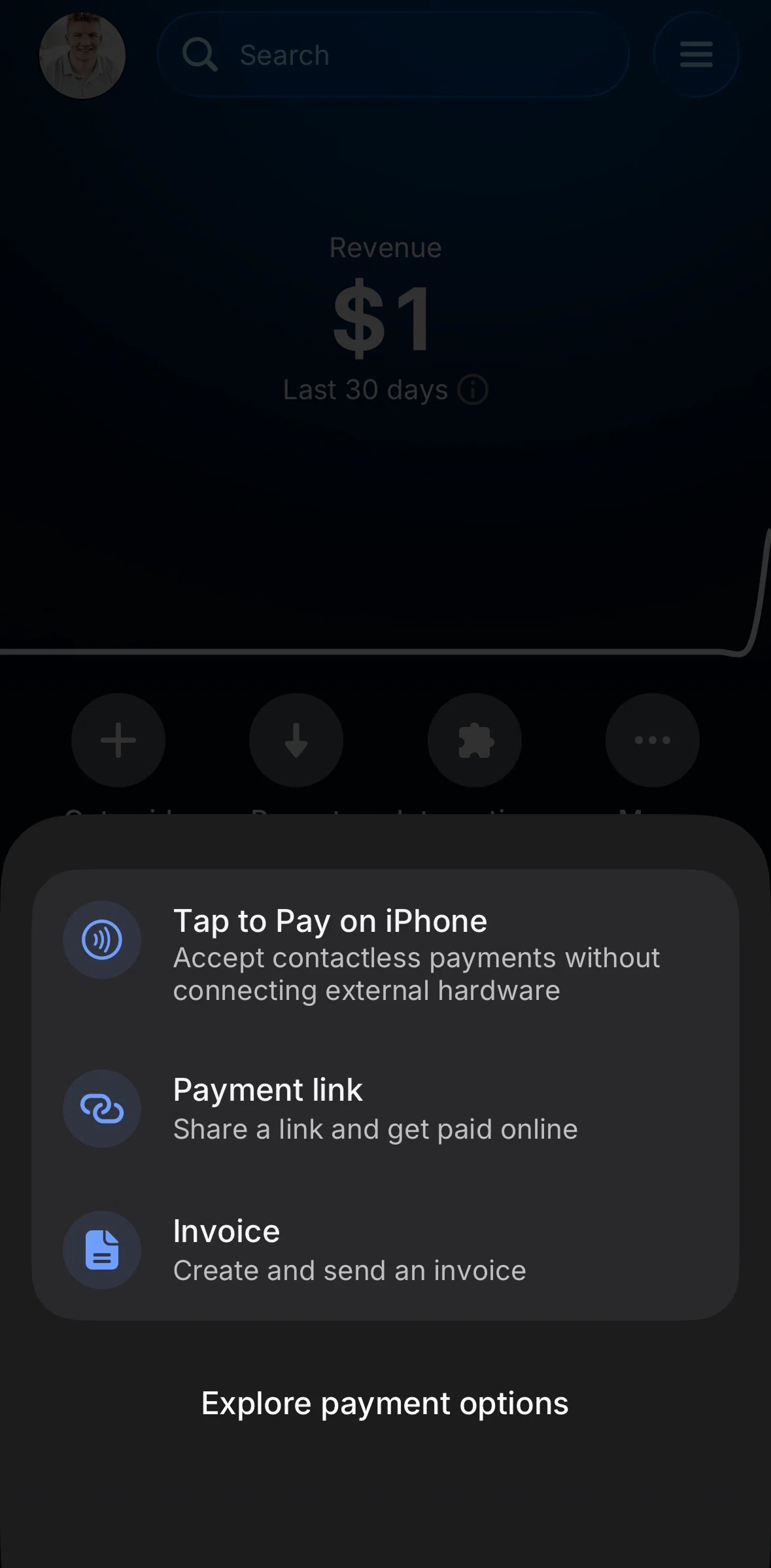 Revolut Business Screen screen in the Payment options flow