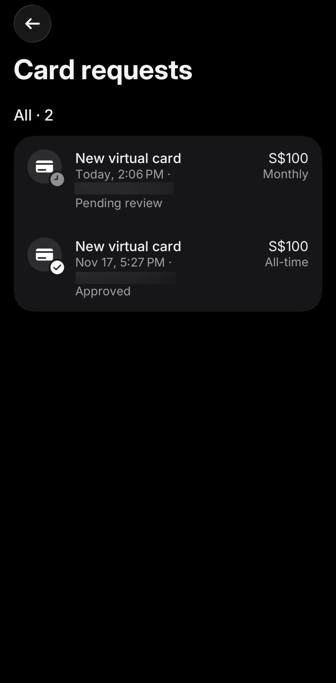 Revolut Business Screen screen in the Request detail flow