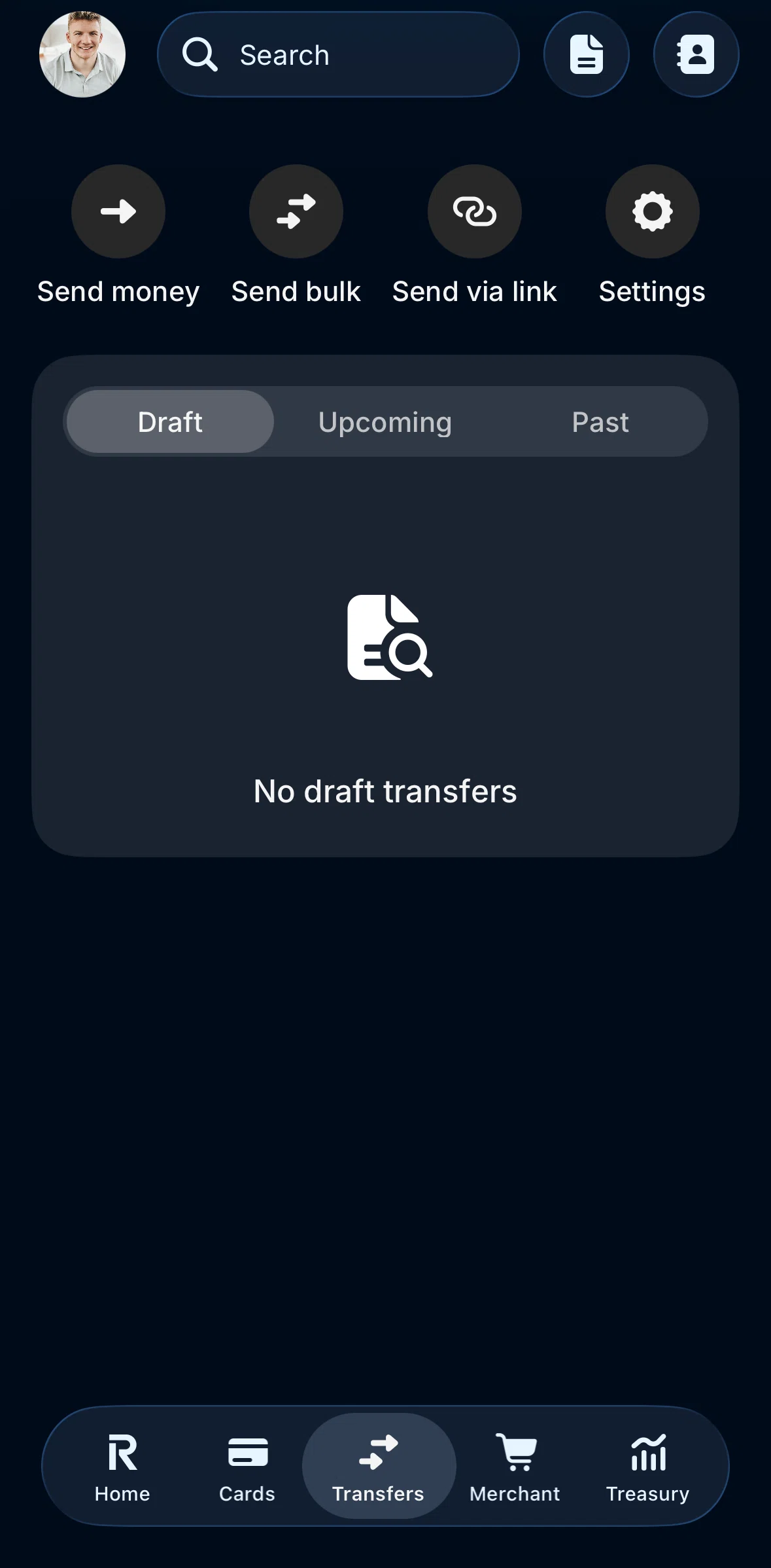 Revolut Business Screen screen in the Scheduling a bulk transfer flow