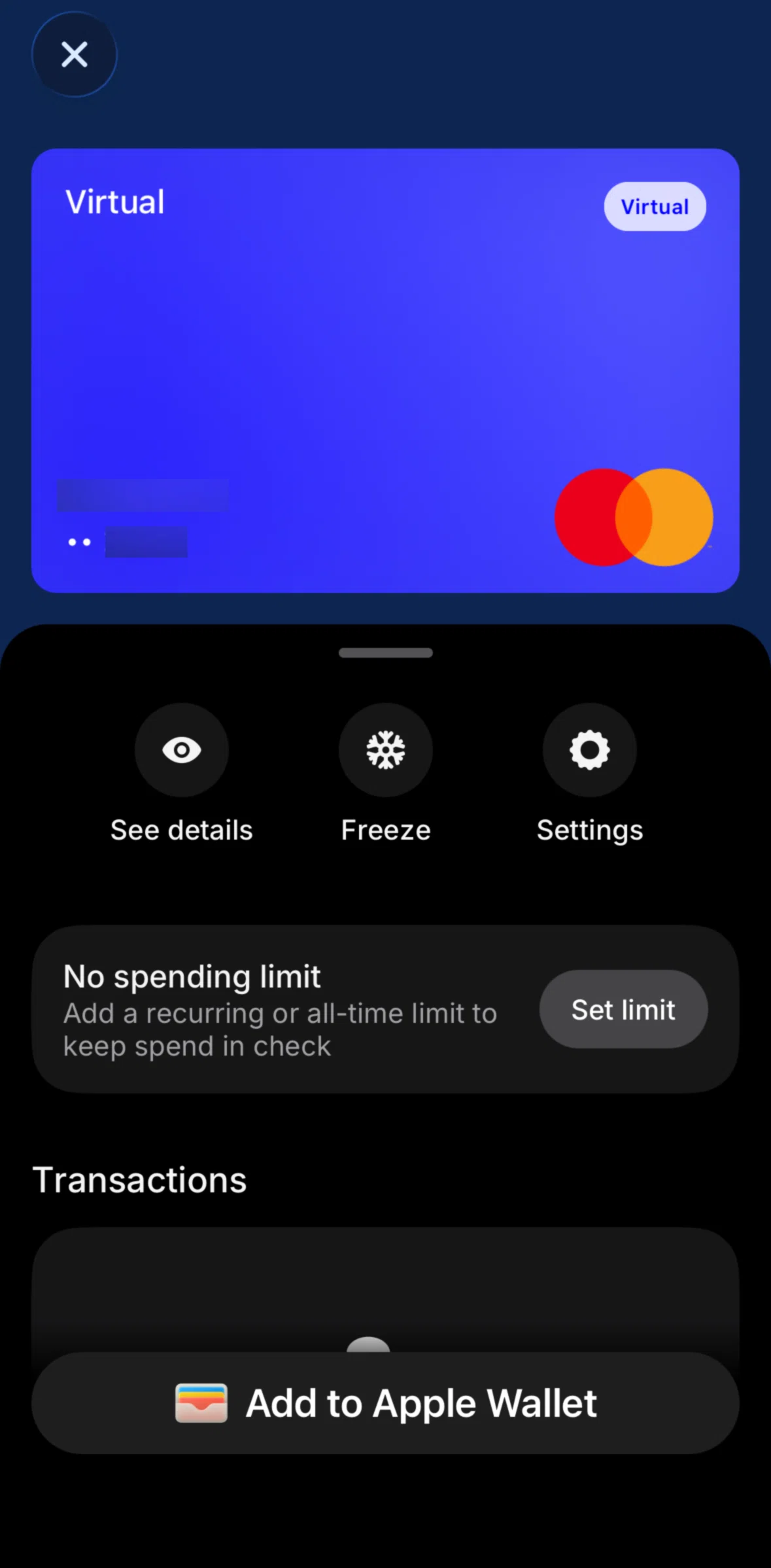 Revolut Business Screen screen in the Showing card details flow