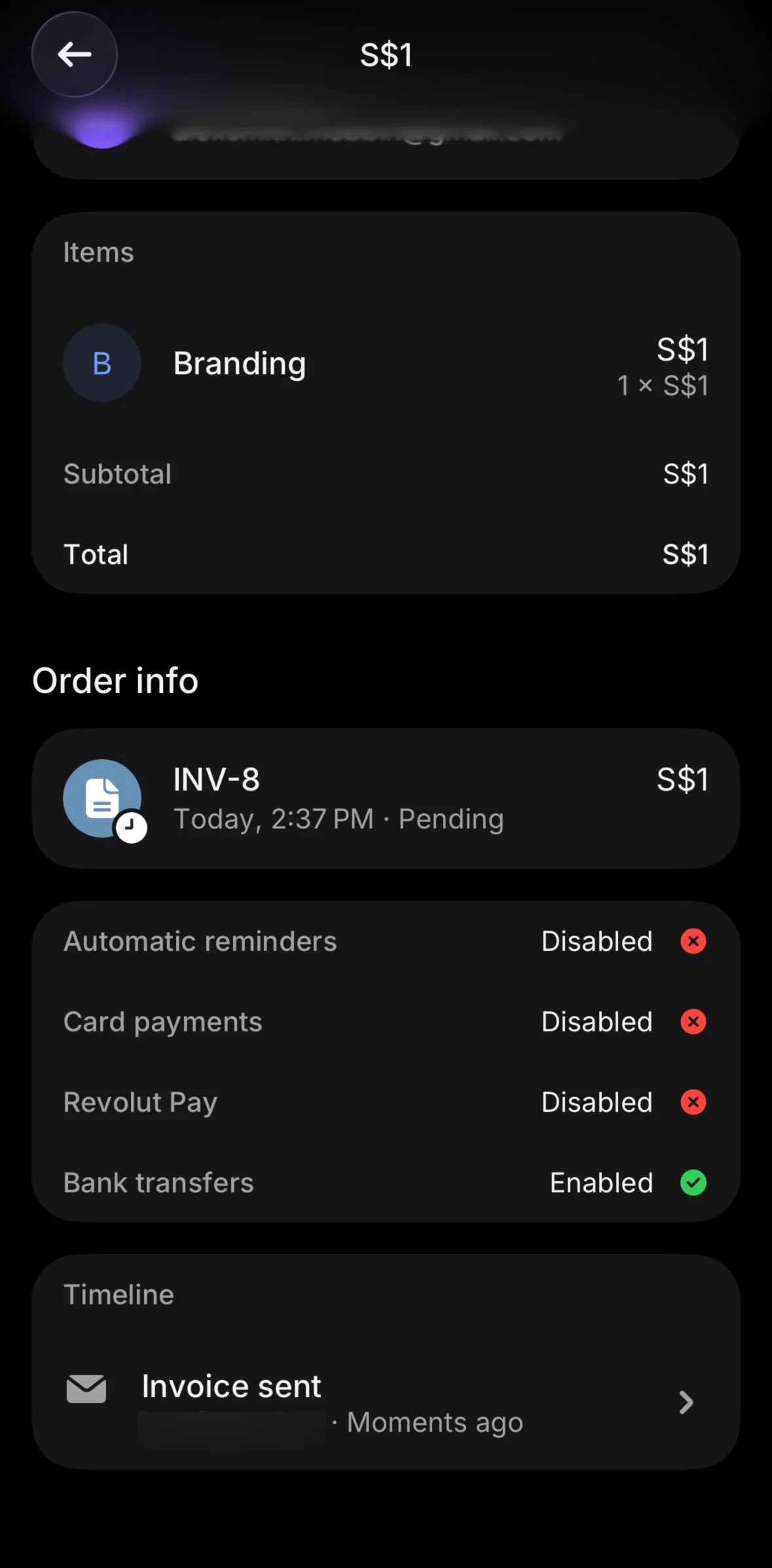Revolut Business Screen screen in the Timeline flow