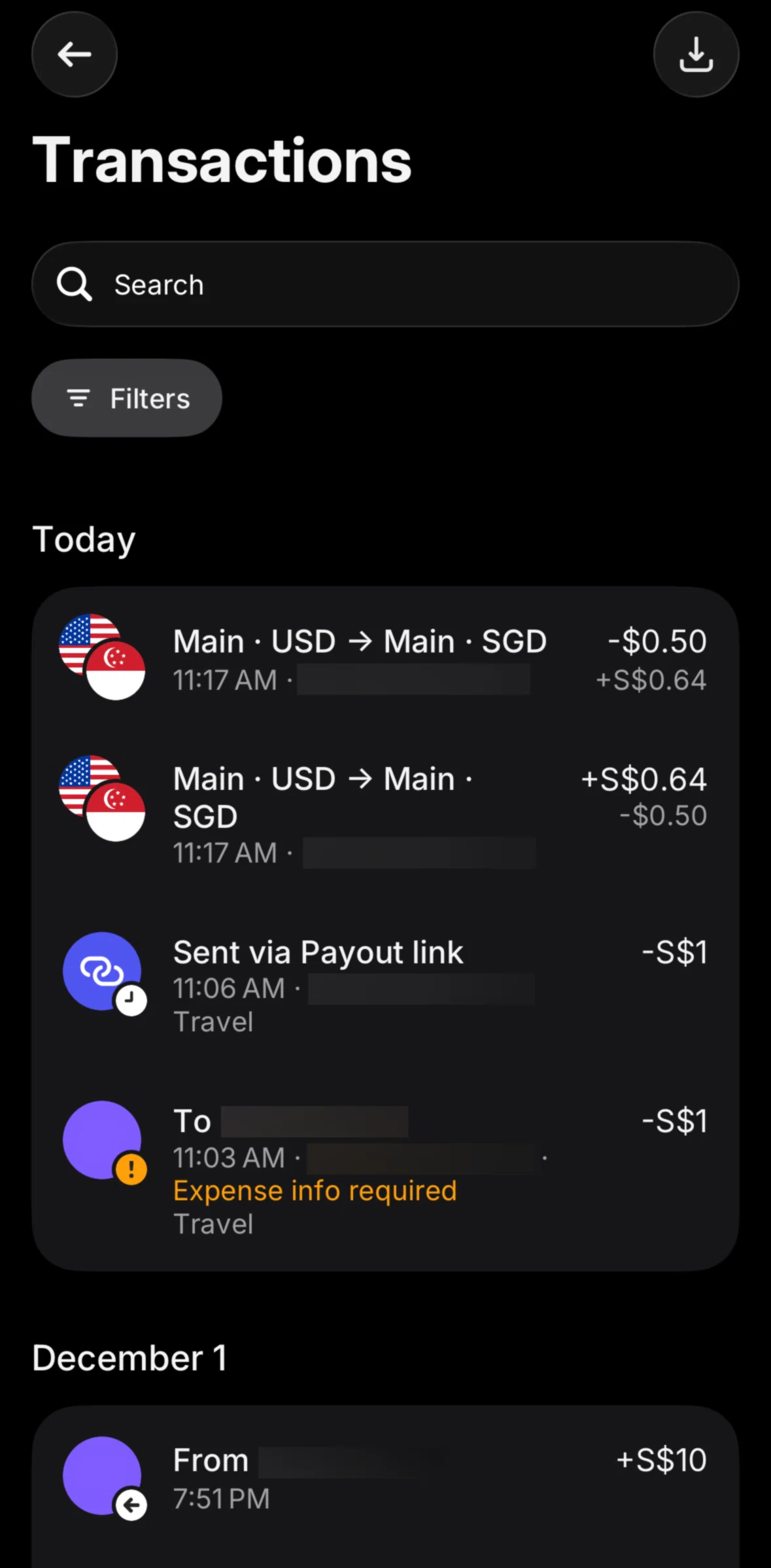 Revolut Business Screen screen in the Transaction detail (transactions) flow