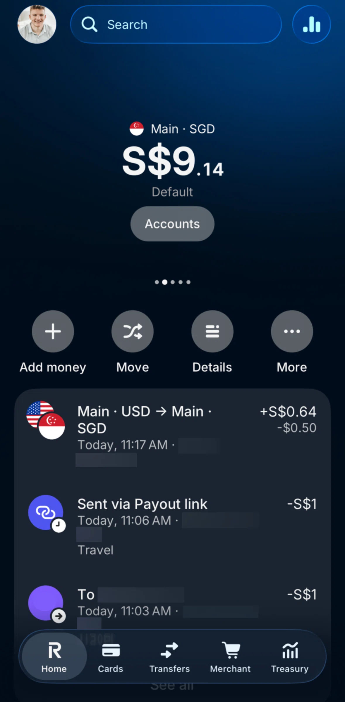 Revolut Business Screen screen in the Treasury flow