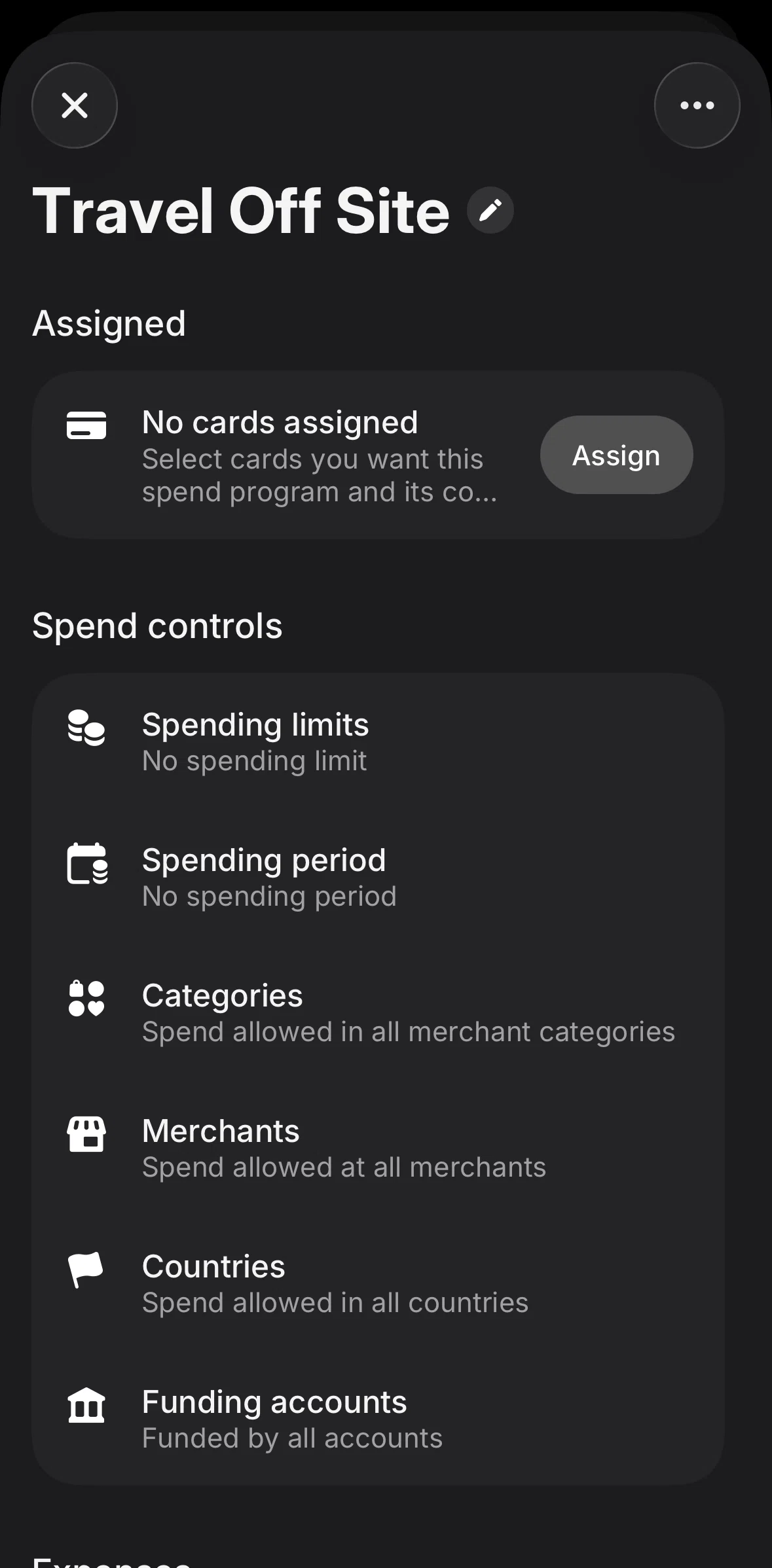Revolut Business Screen screen in the Updating category controls flow