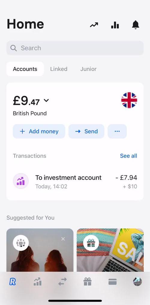 Revolut Home screen in the Buying Commodities flow