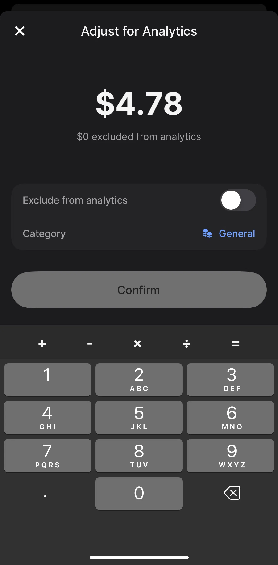 Revolut Screen screen in the Changing a category flow