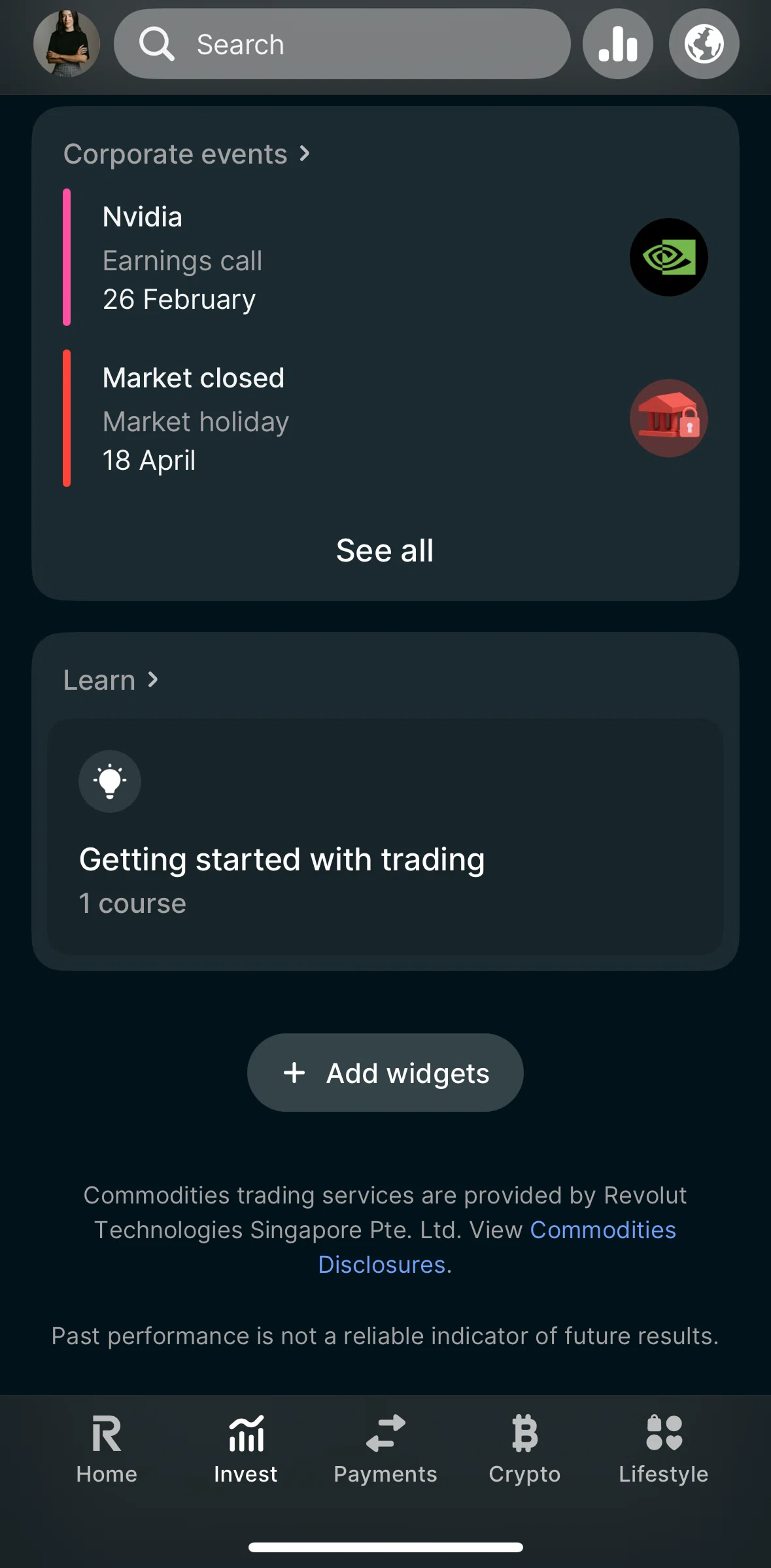 Revolut Screen screen in the Corporate events detail flow