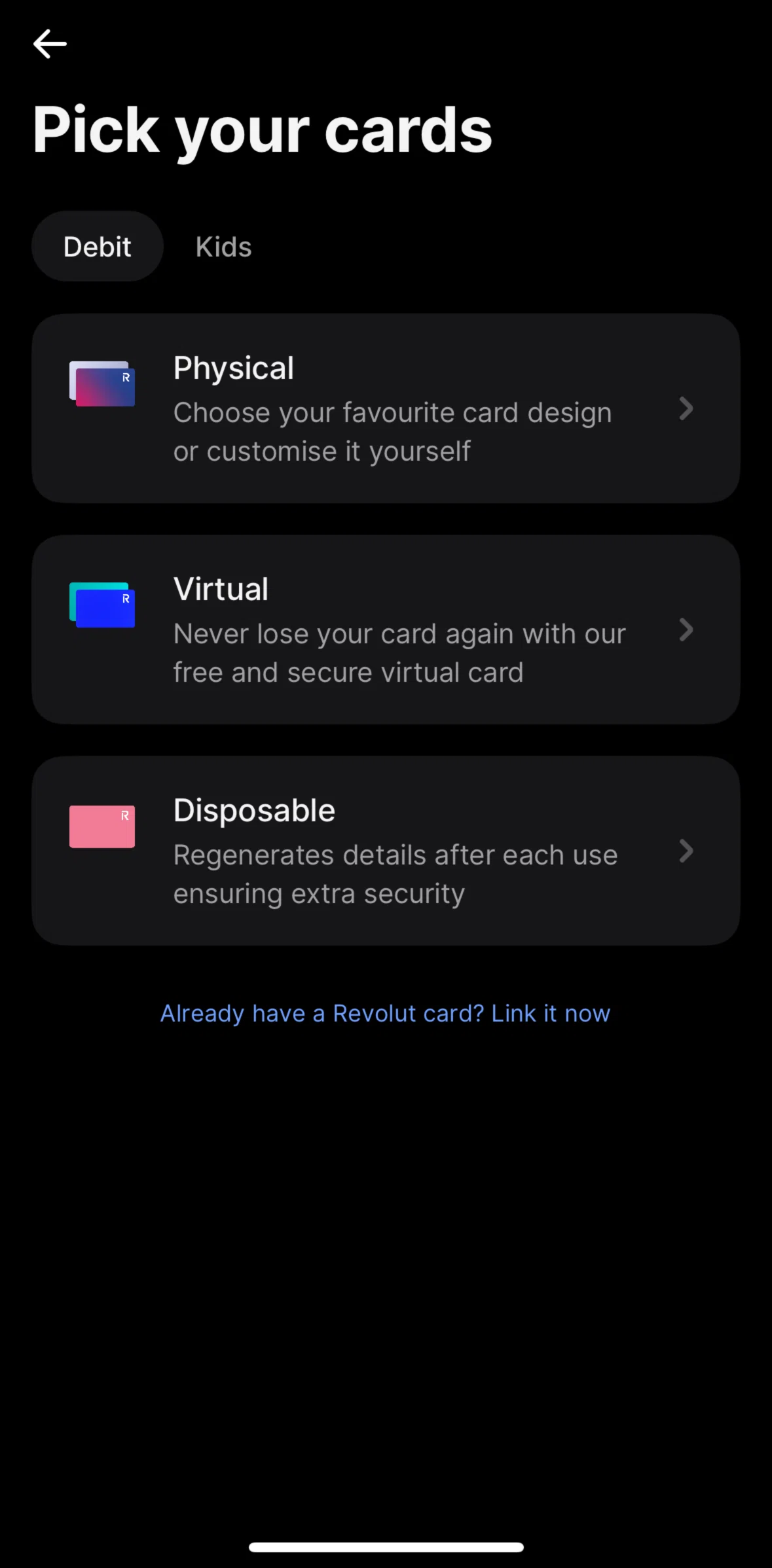Revolut Screen screen in the Creating a Revolut <18 account flow