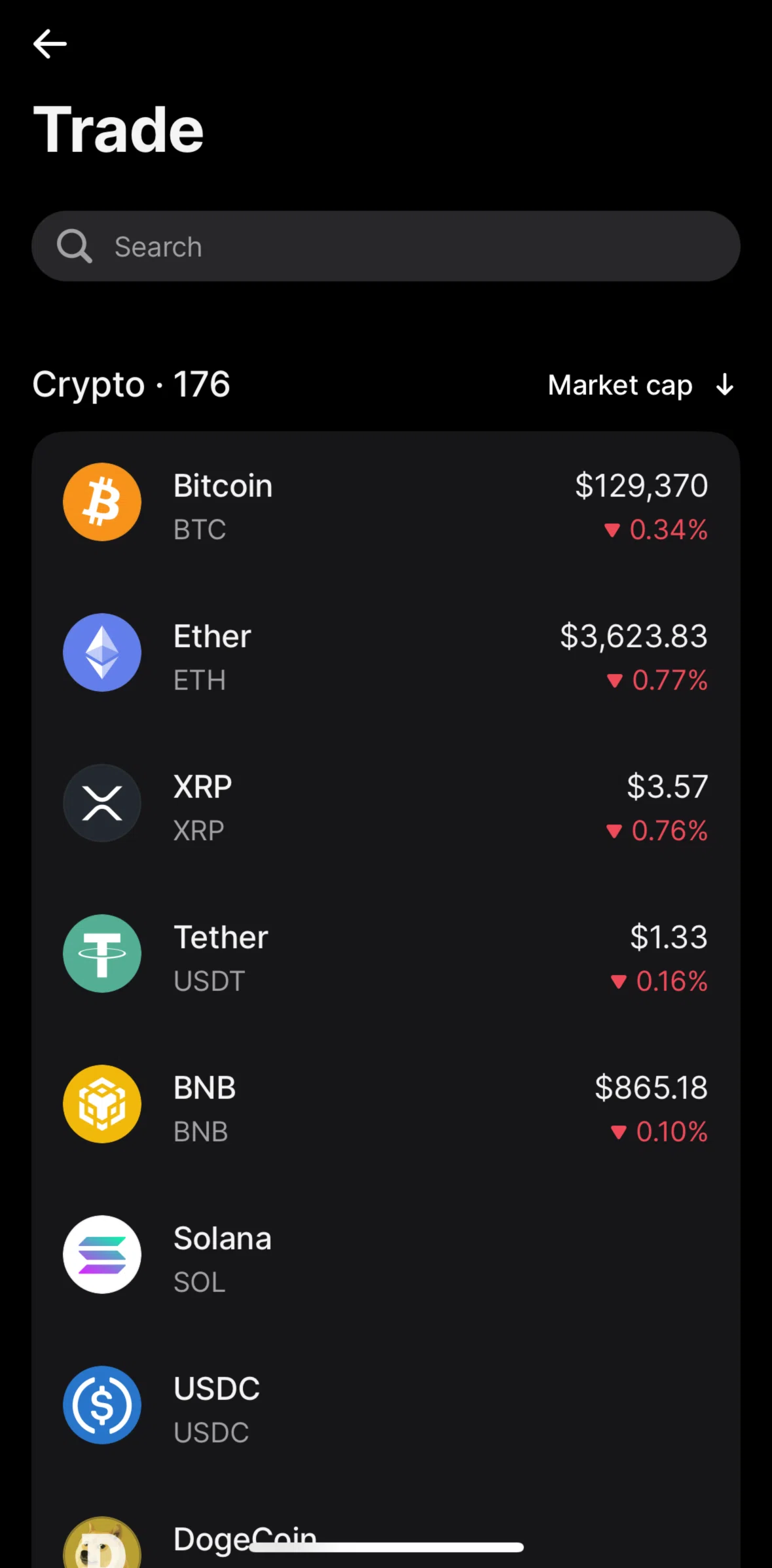 Revolut Screen screen in the Crypto details flow