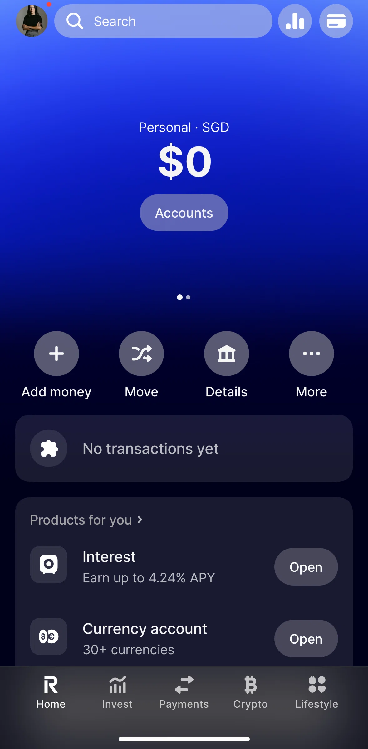 Revolut Screen screen in the Details flow