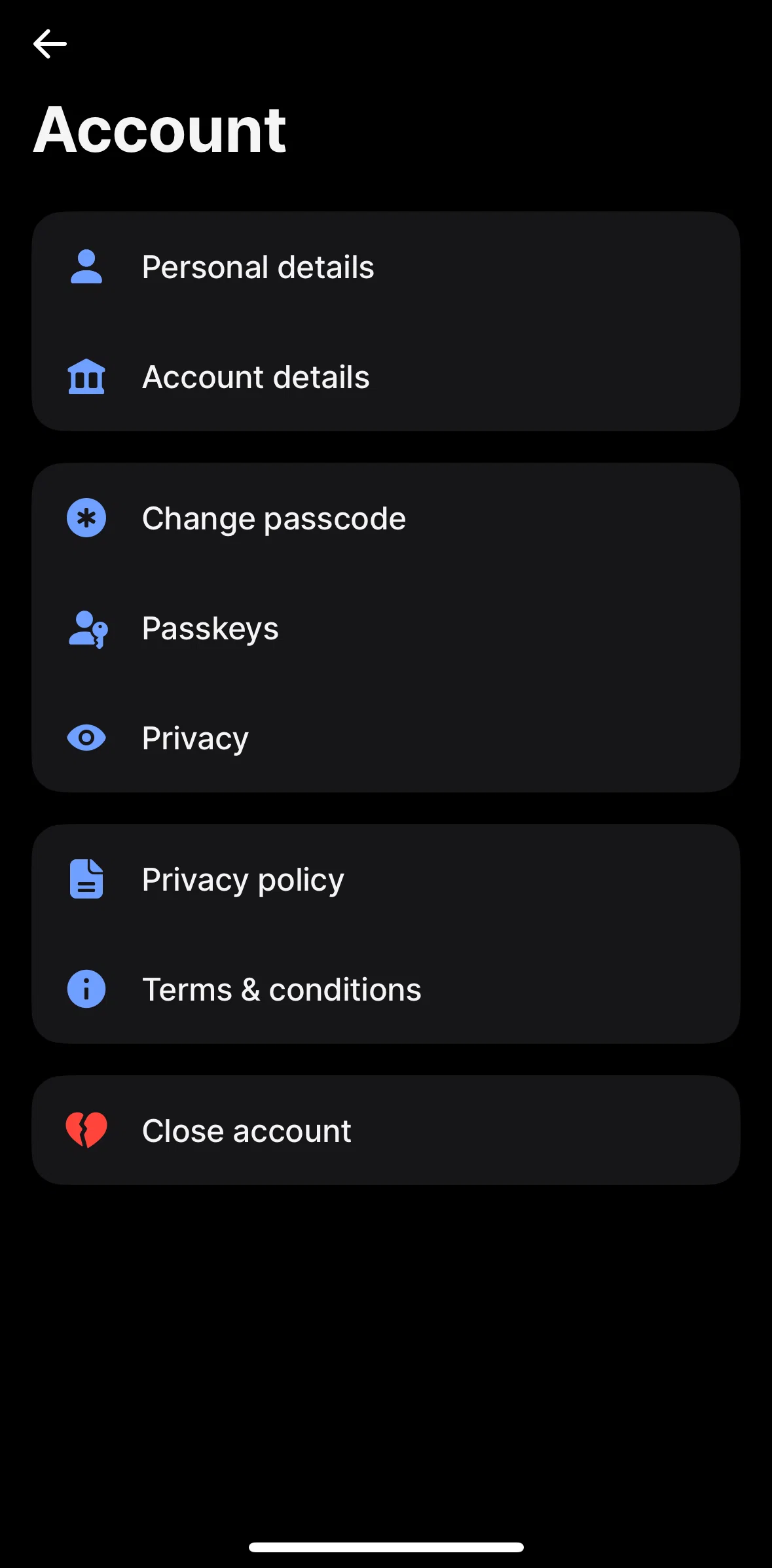 Revolut Screen screen in the Edit profile flow