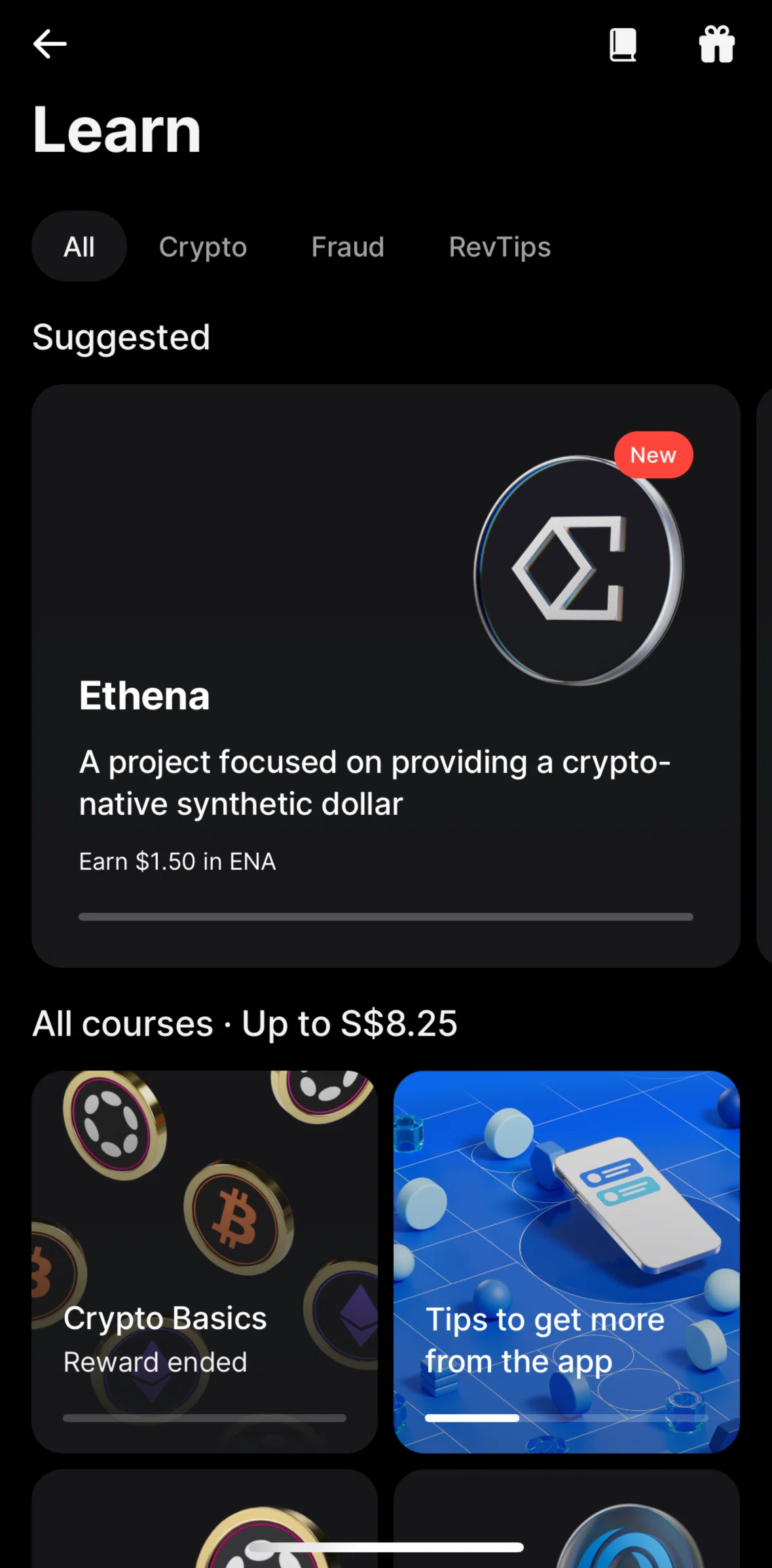 Revolut Screen screen in the Glossary flow
