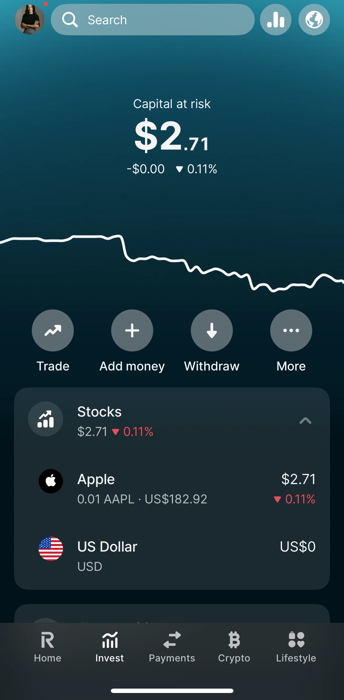 Revolut Screen screen in the Investment overview flow
