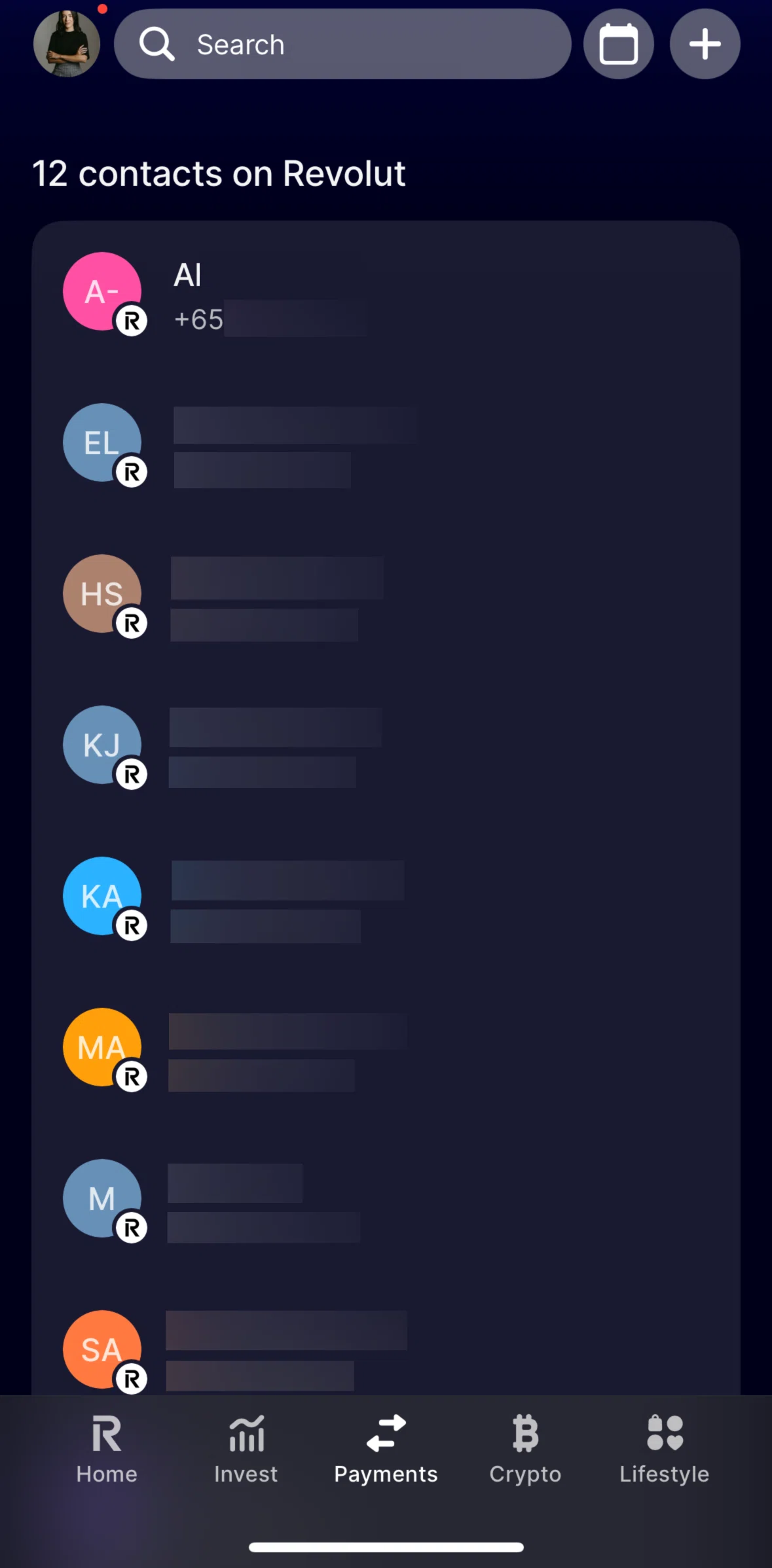 Revolut Screen screen in the New payment flow