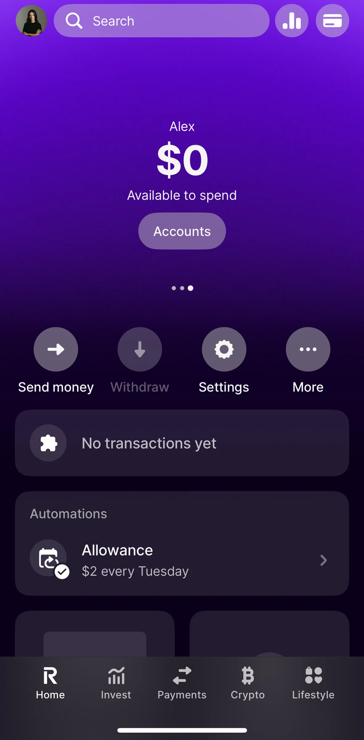 Revolut Screen screen in the Pausing allowance flow