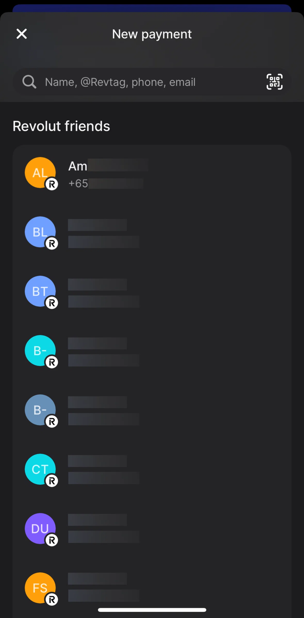 Revolut Screen screen in the QR code flow