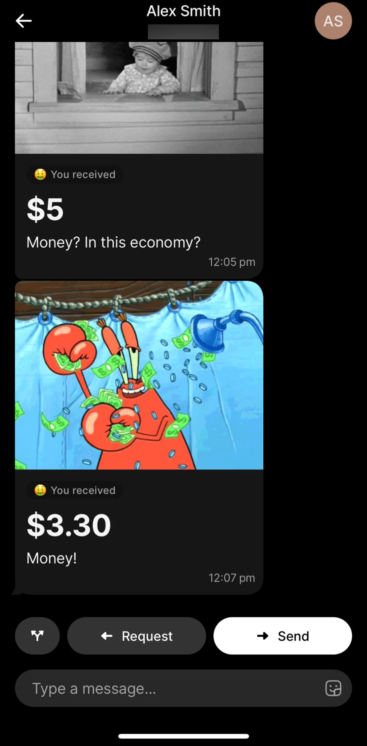 Revolut Screen screen in the Reacting to a message flow