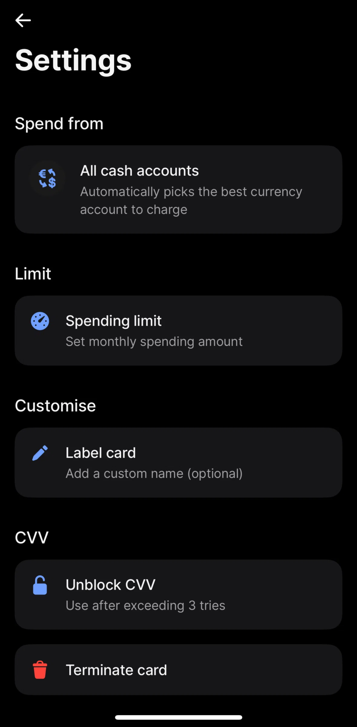 Revolut Screen screen in the Setting a monthly limit flow